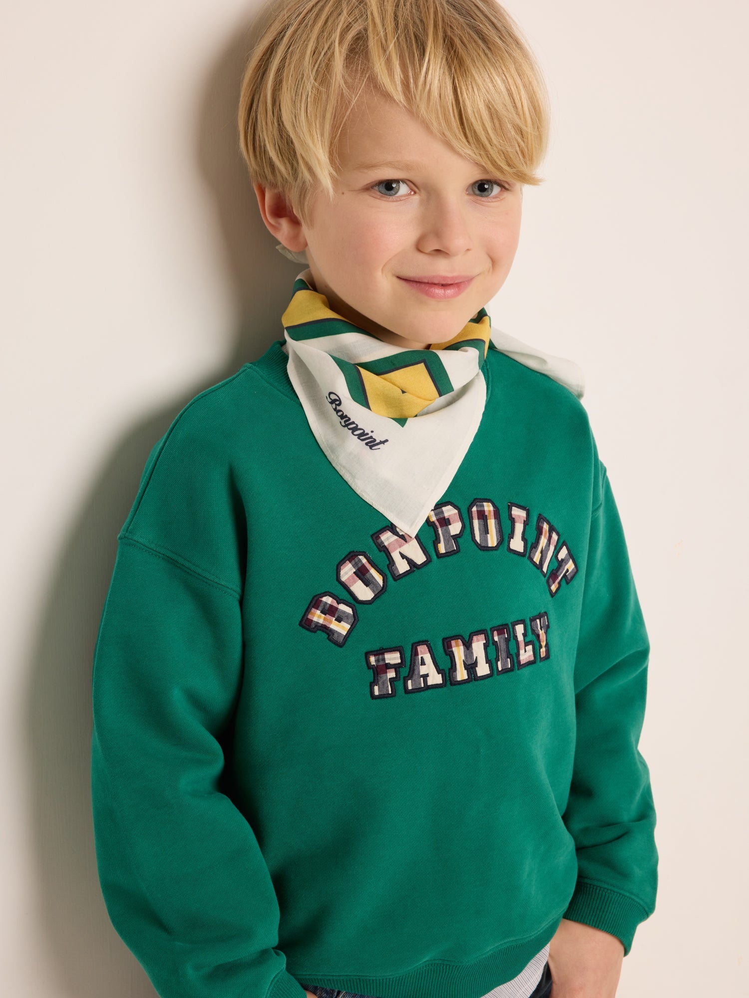 Boys & Girls Green Logo Cotton Sweatshirt