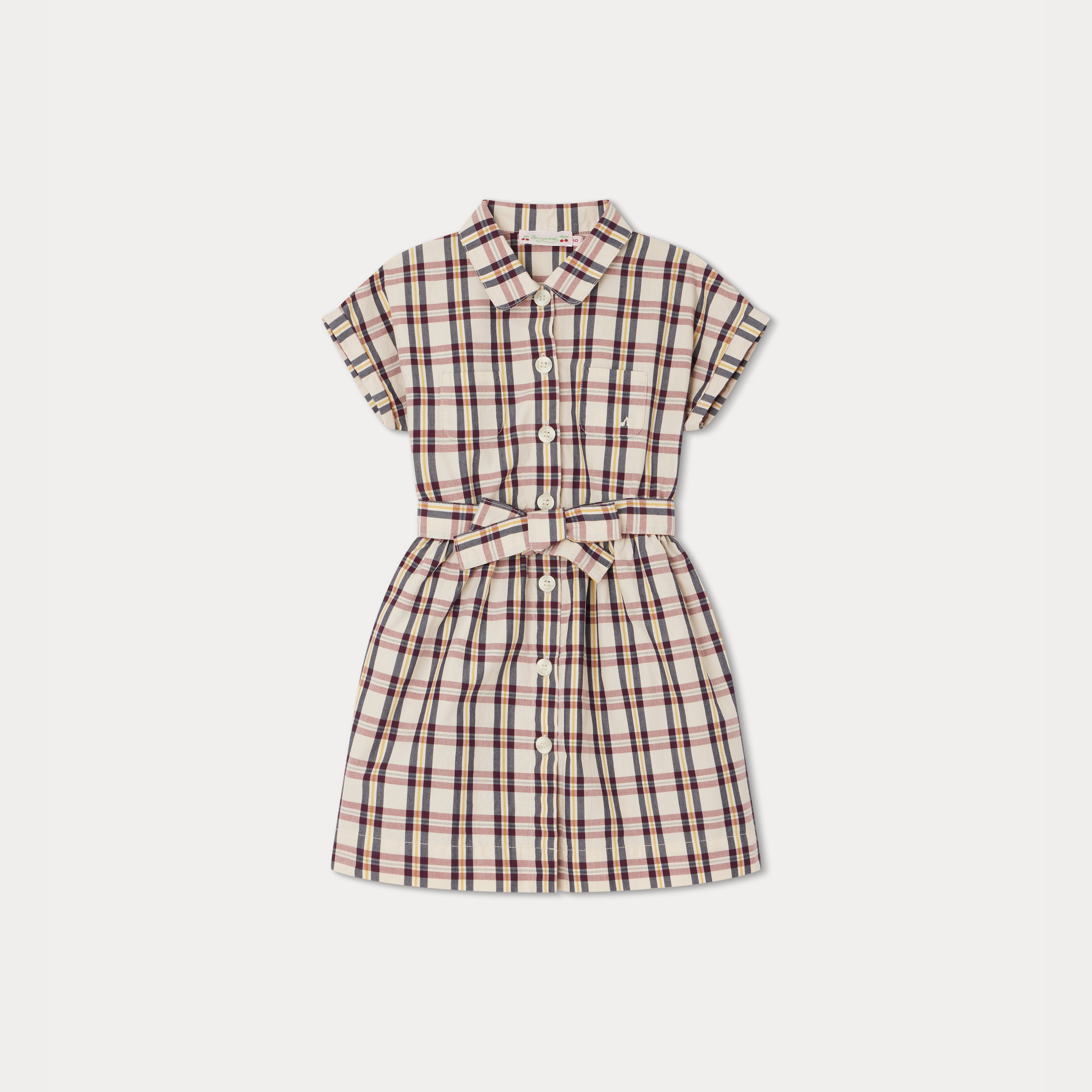 Girls Pink Check Cotton Dress