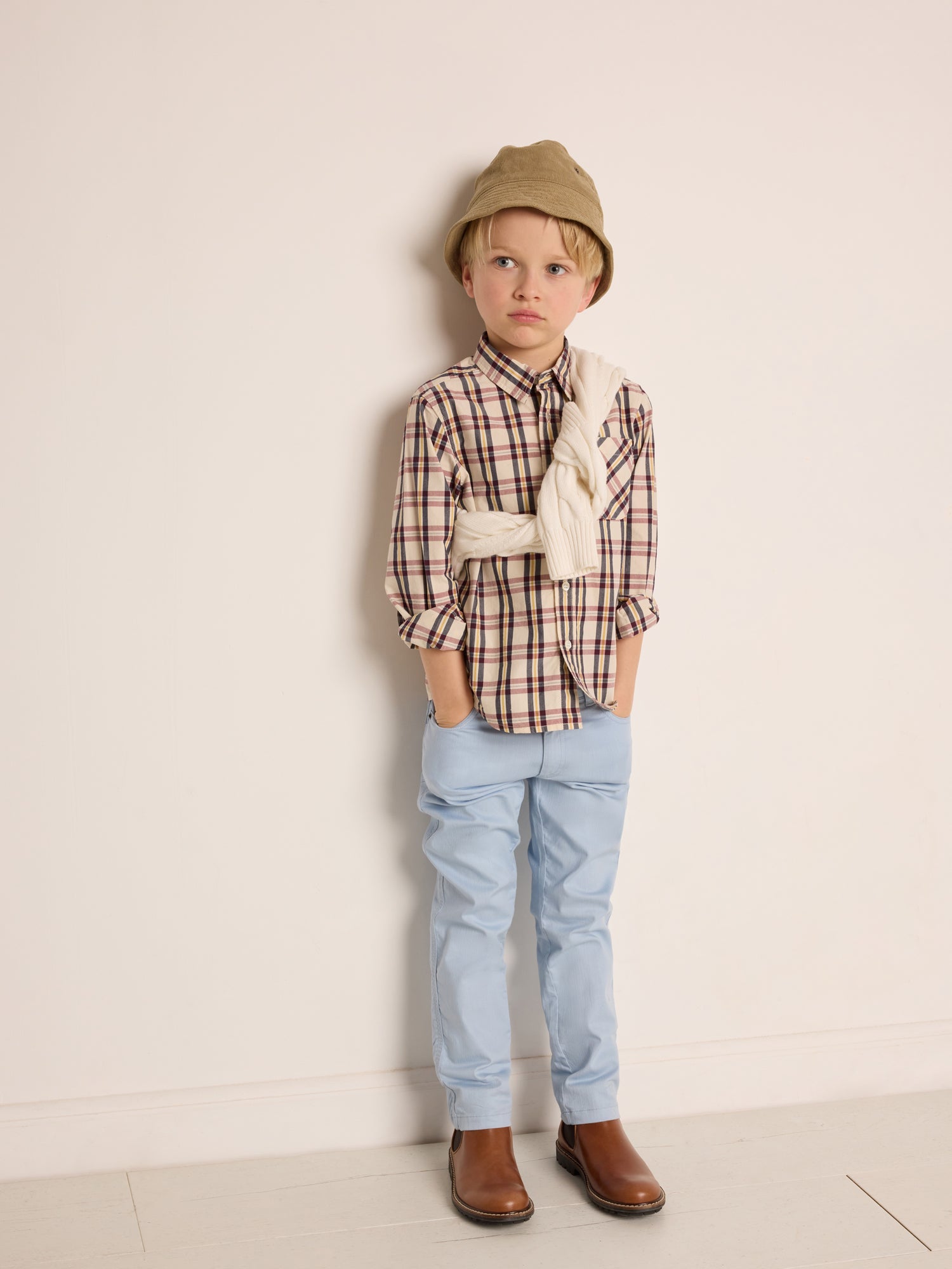 Boys Light Blue Cotton Trousers