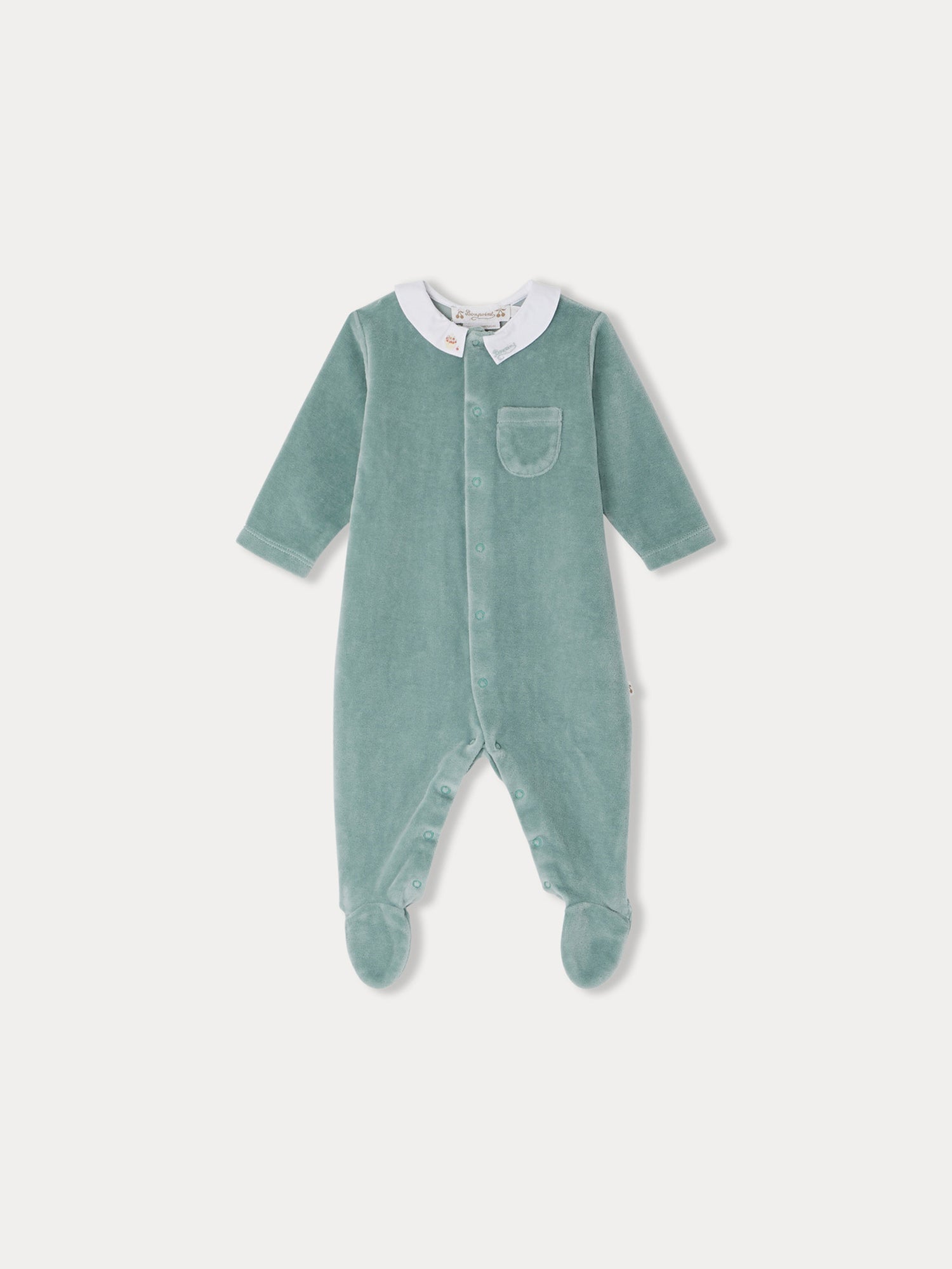 Baby Boys & Girls Green Cotton Babysuit