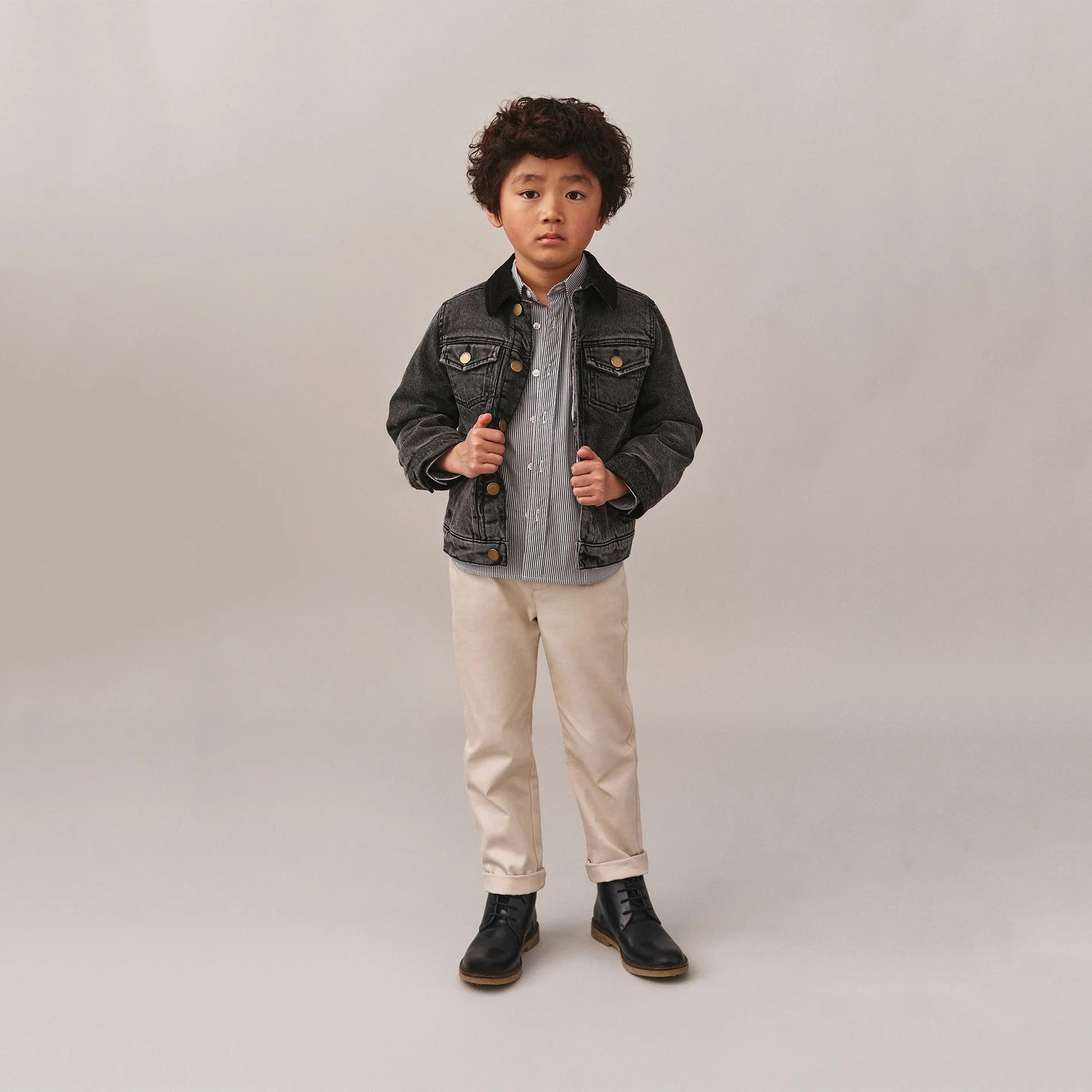 Boys Black Denim Coat