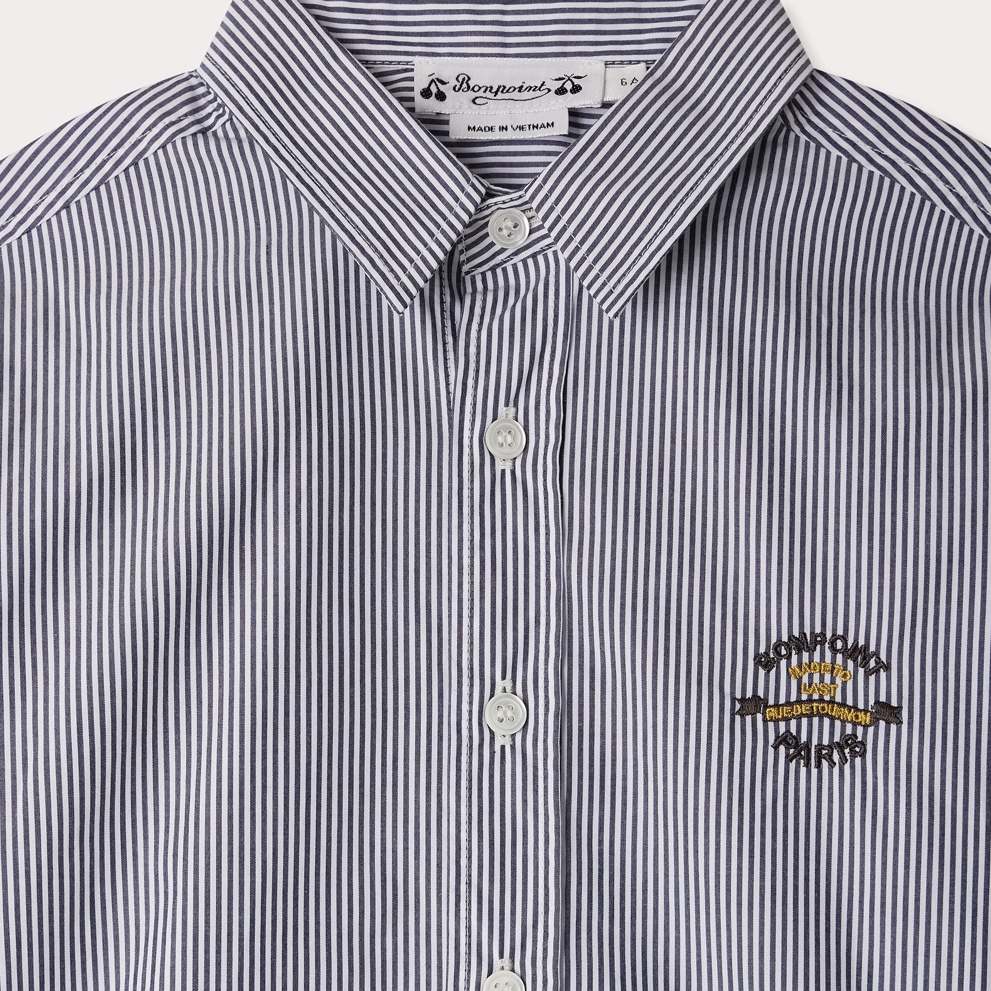 Boys Black Stripes Cotton Shirt