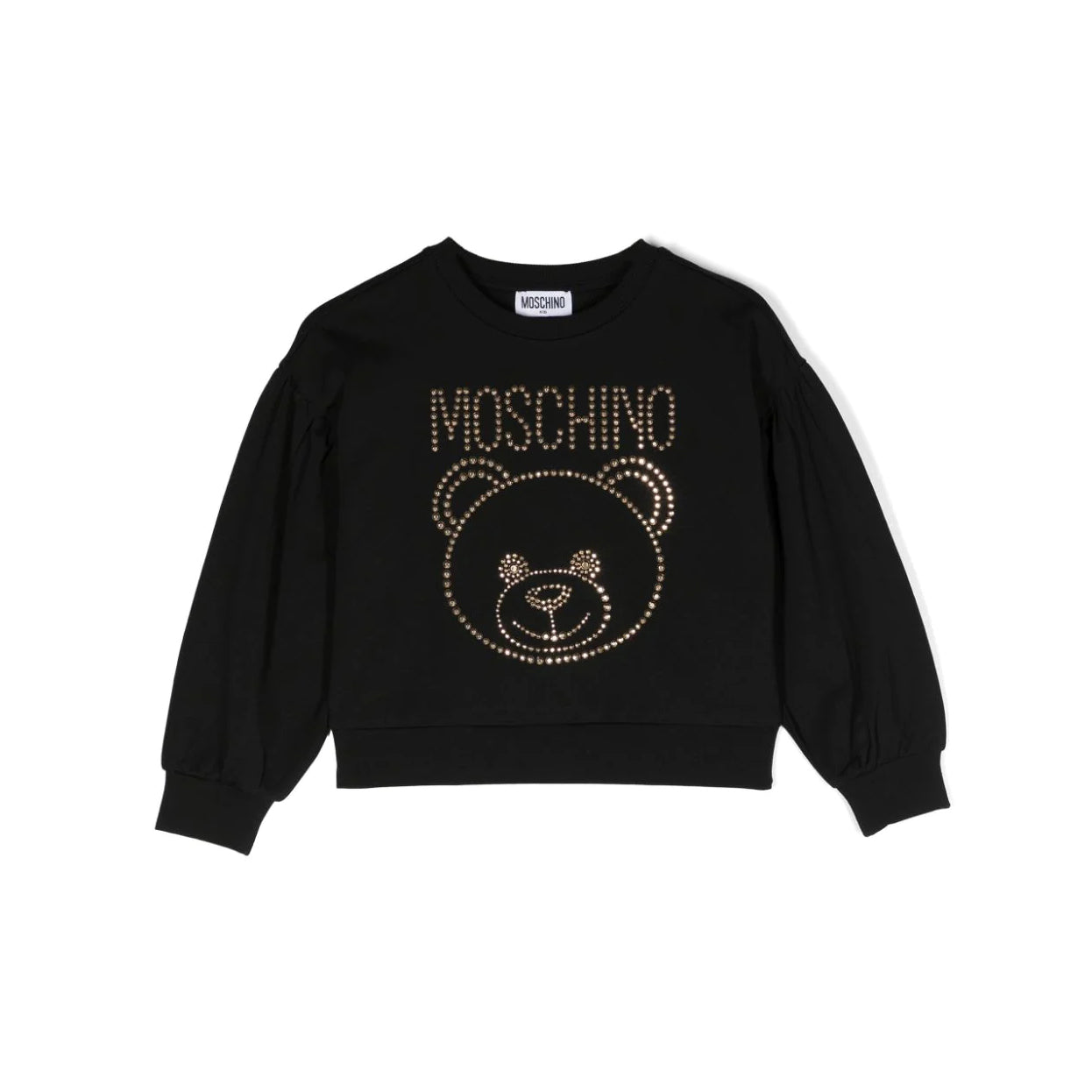 Girls Black Teddy Bear Cotton Sweatshirt