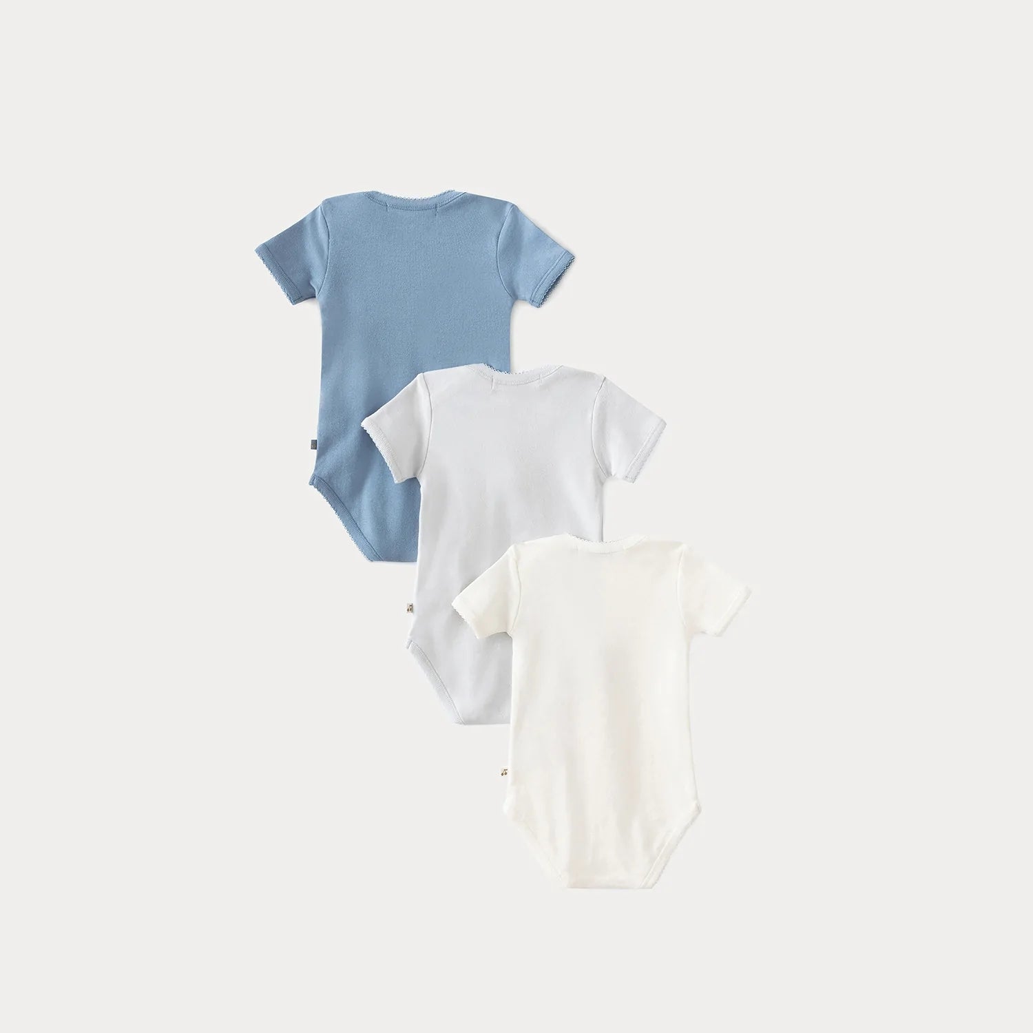 Baby Boys Blue Cotton Babysuit Set (3 Pack)