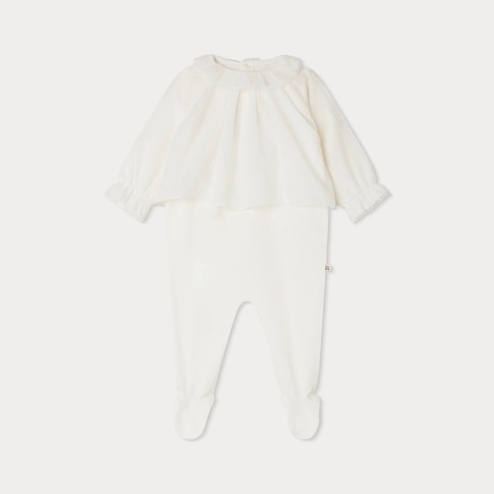 Baby Girls White Cotton Babysuit