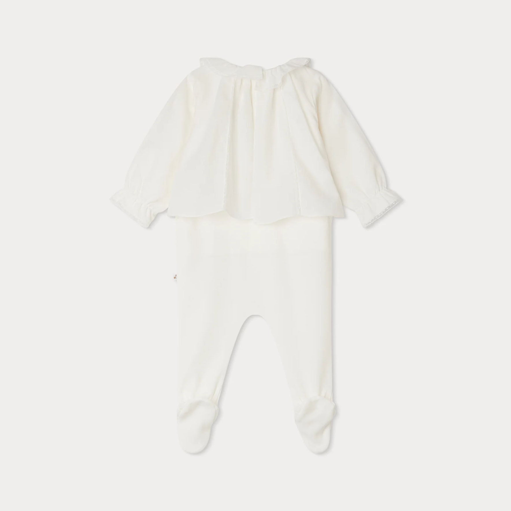 Baby Girls White Cotton Babysuit