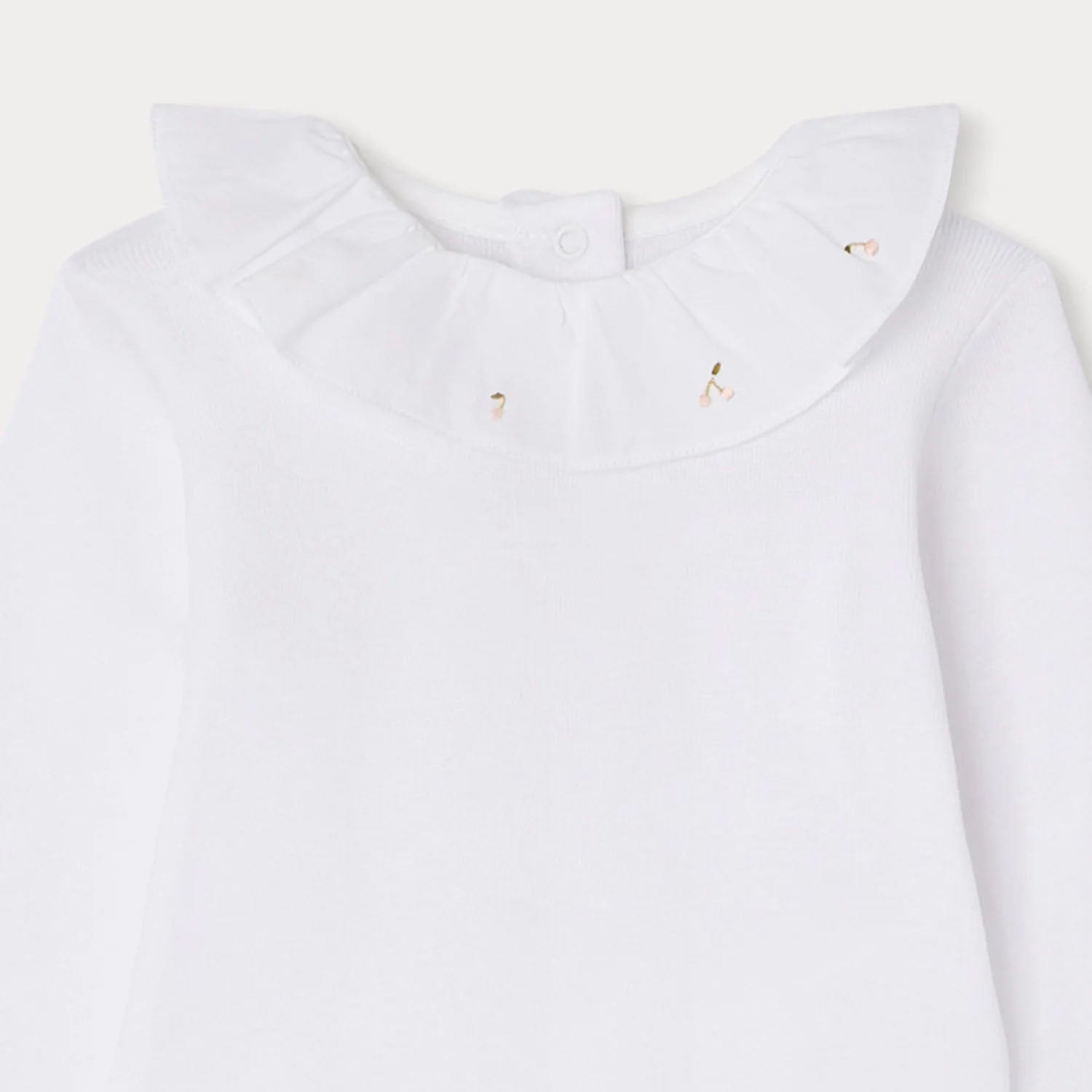 Baby Girls White Ruffled Cotton Babysuit