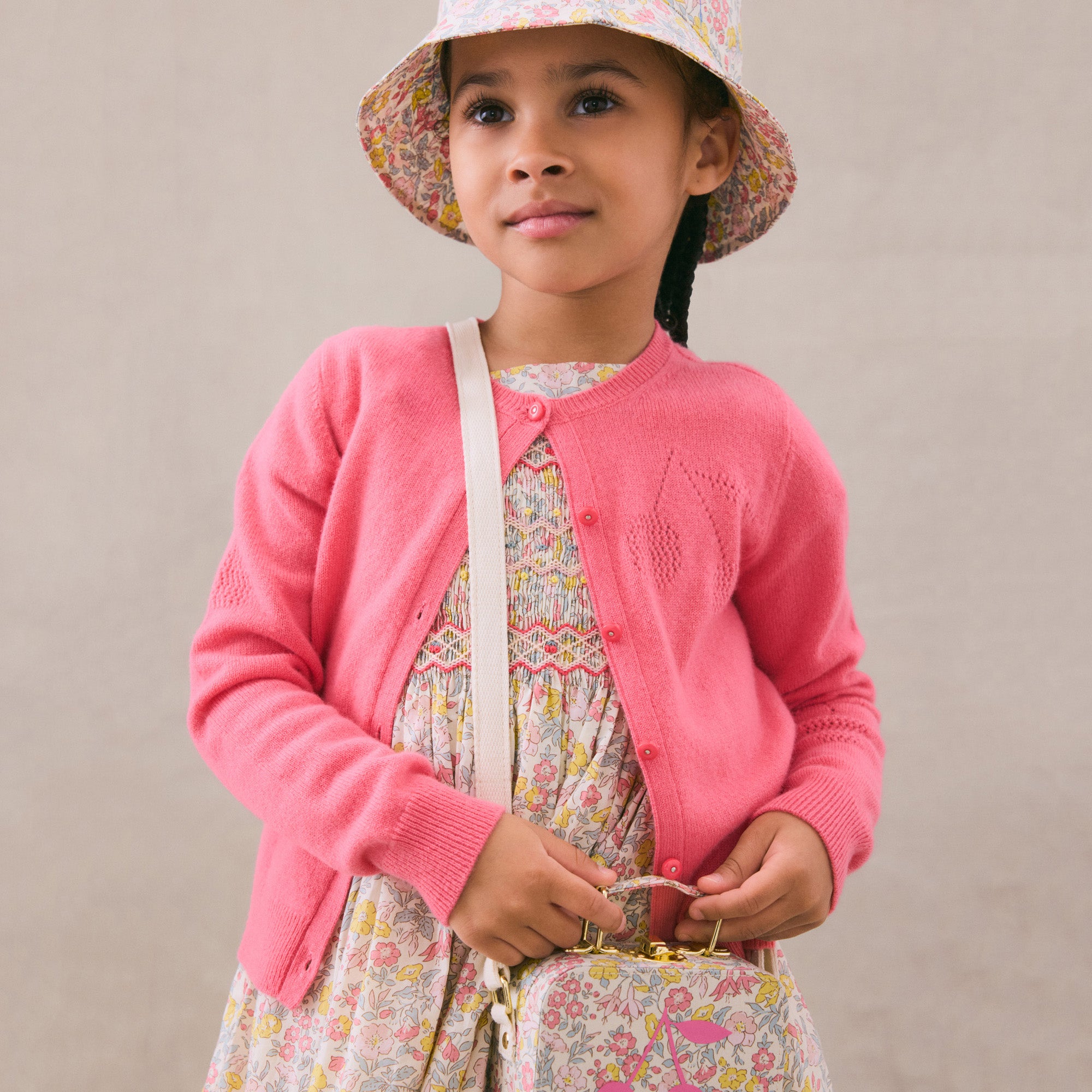 Girls Candy Pink Cashmere Cardigan