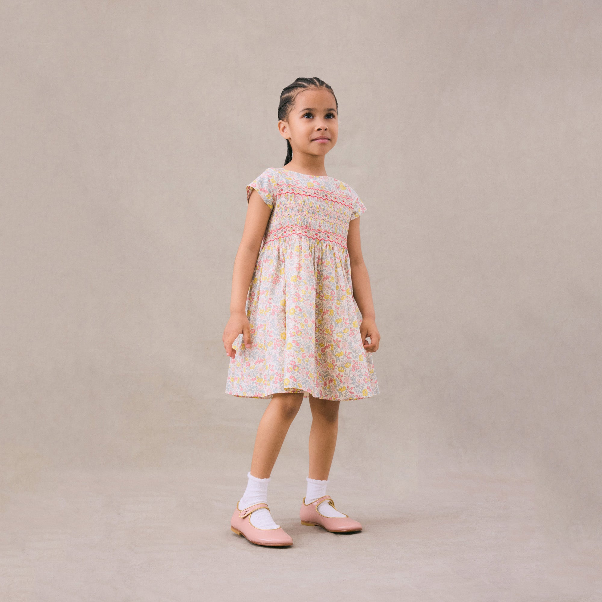 Girls Pink Floral Cotton Dress