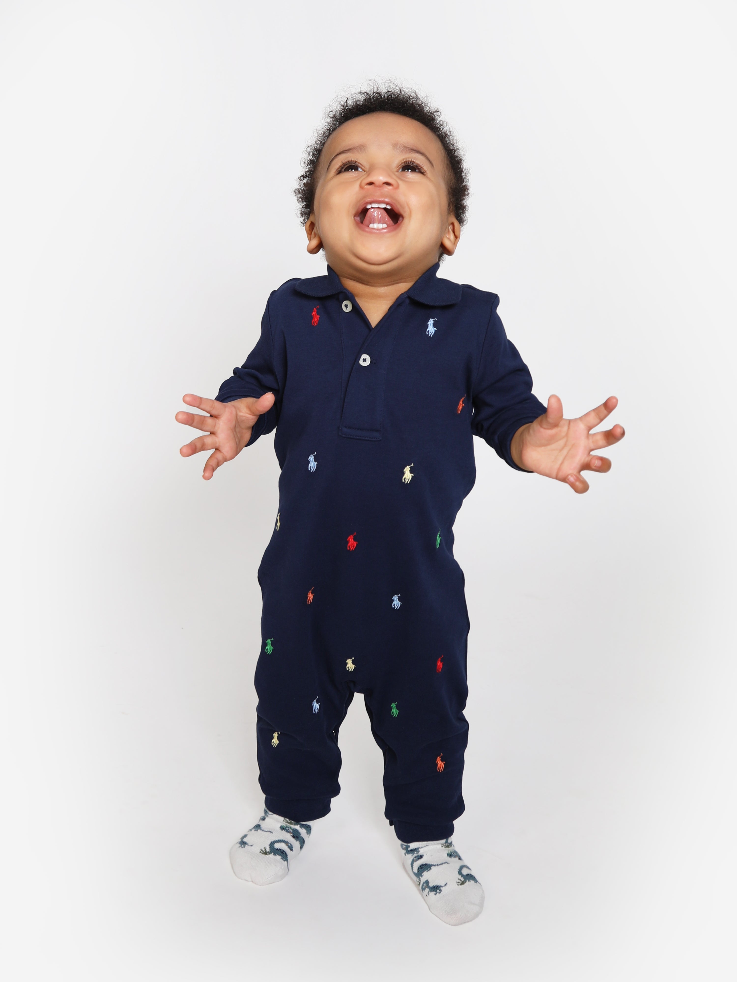 Baby Boys Schiffli Babygrow in Navy