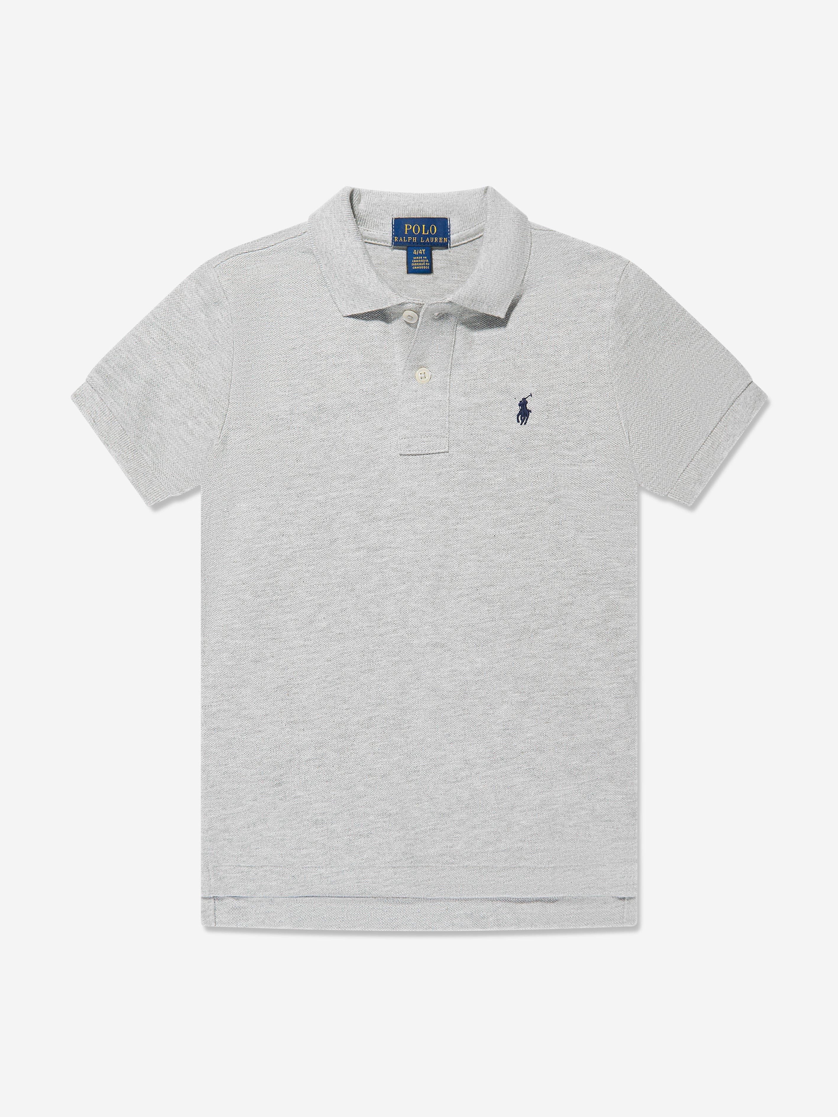 Ralph Lauren Boys Logo Polo Shirt in Grey