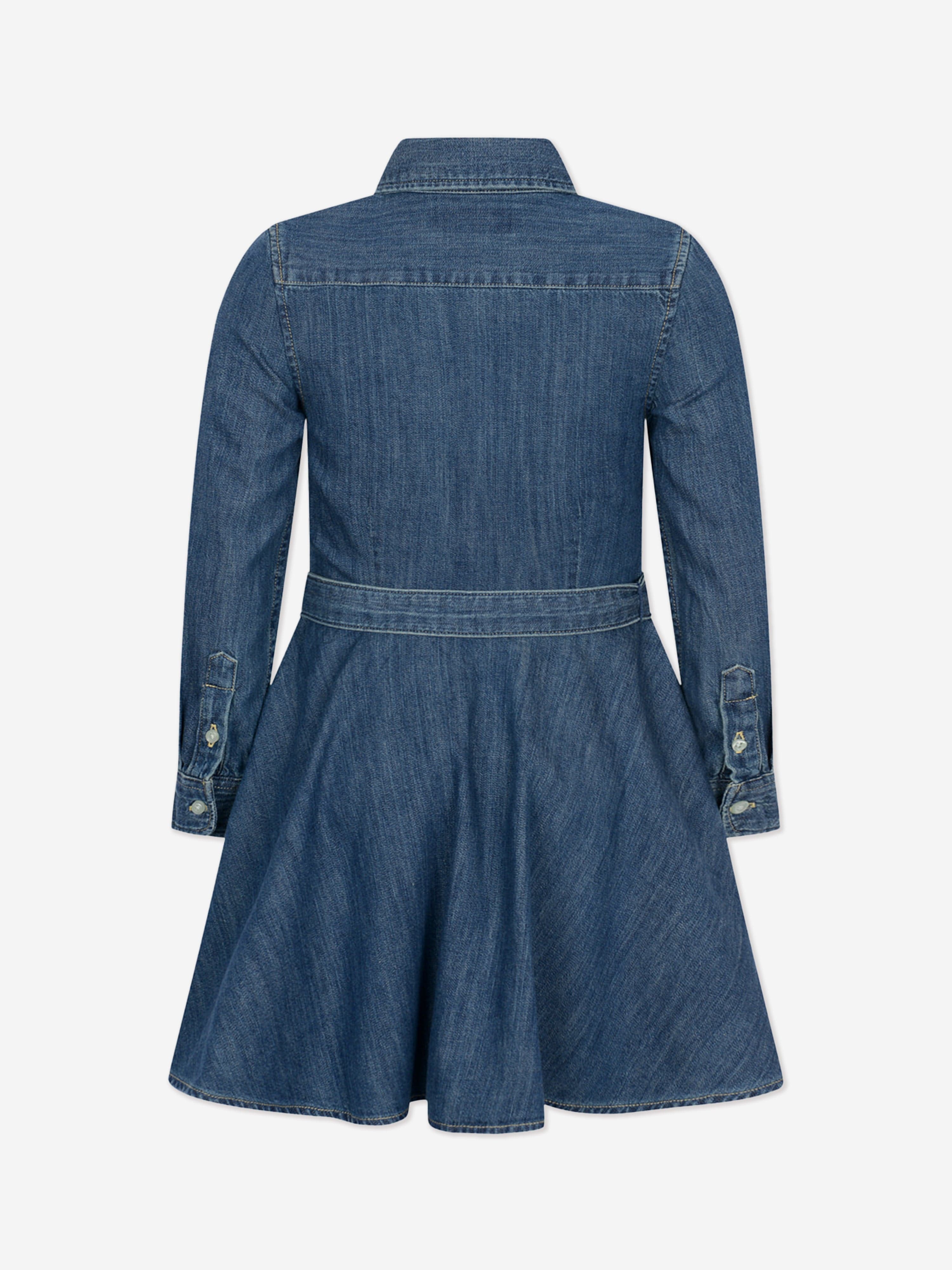 Ralph Lauren Girls Blue Cotton Denim Shirt Dress