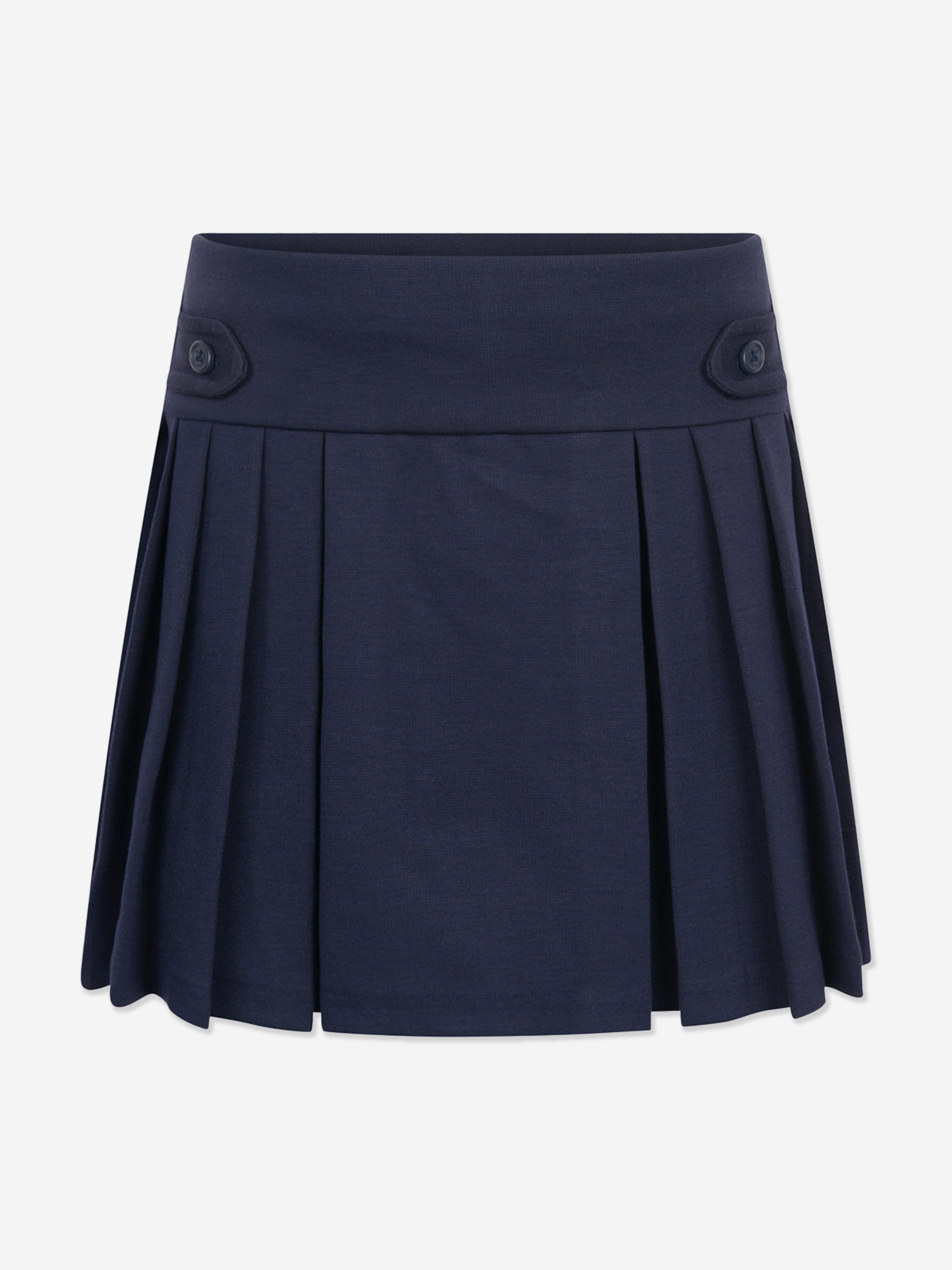 Ralph Lauren Girls Navy Pleated Ponte Skirt