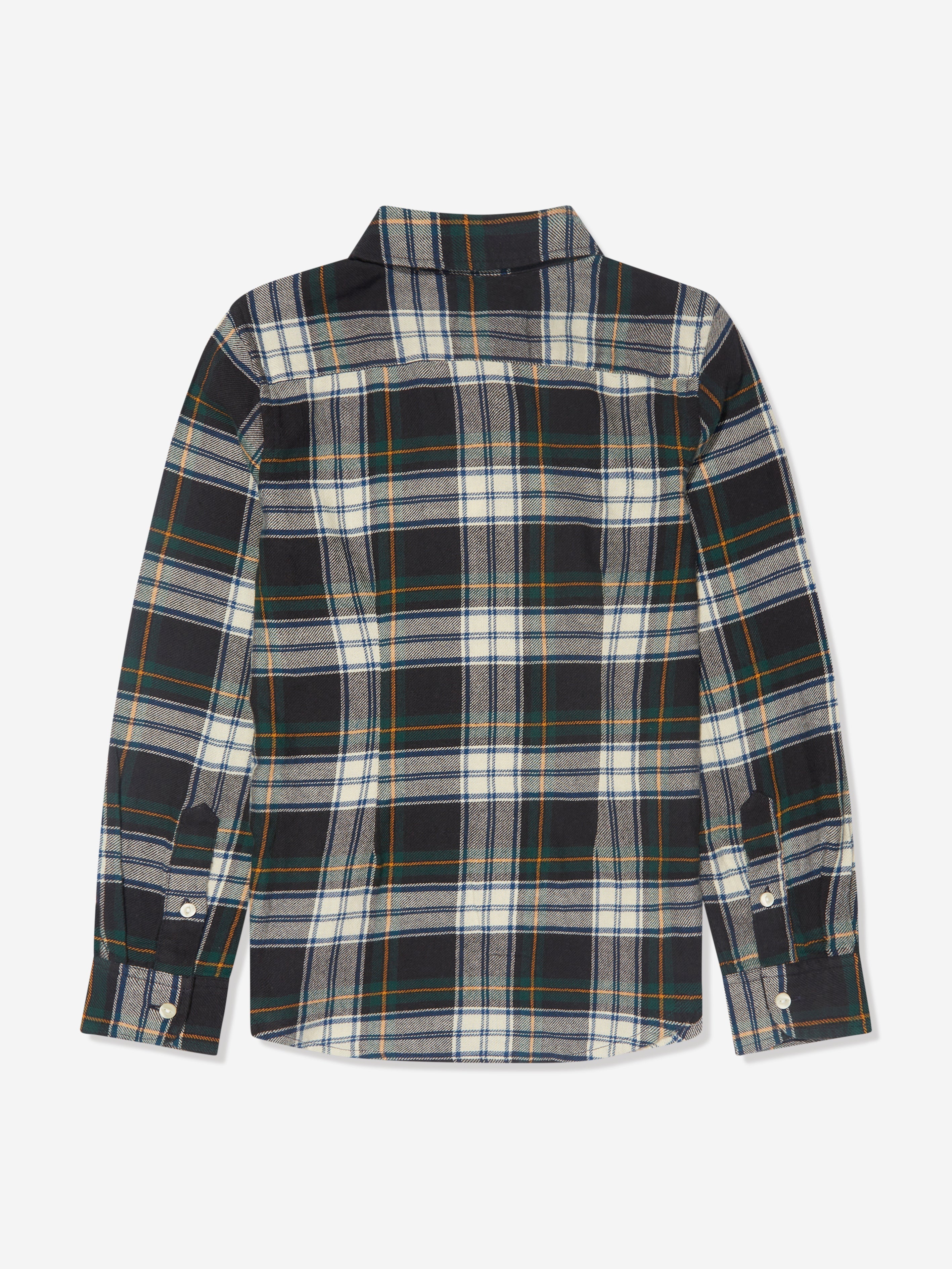 Girls Plaid Ruffle Shirt in Green