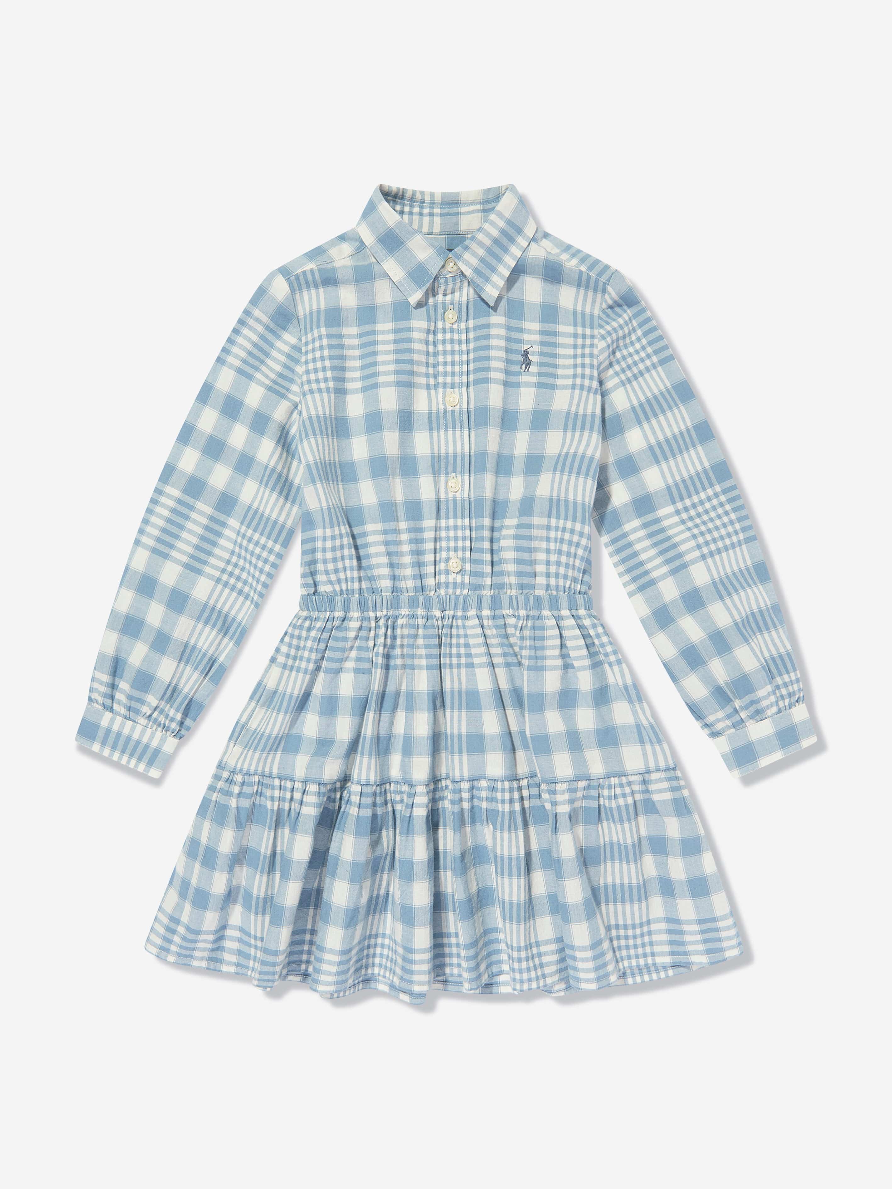 Ralph Lauren Girls Checked Day Dress in Blue