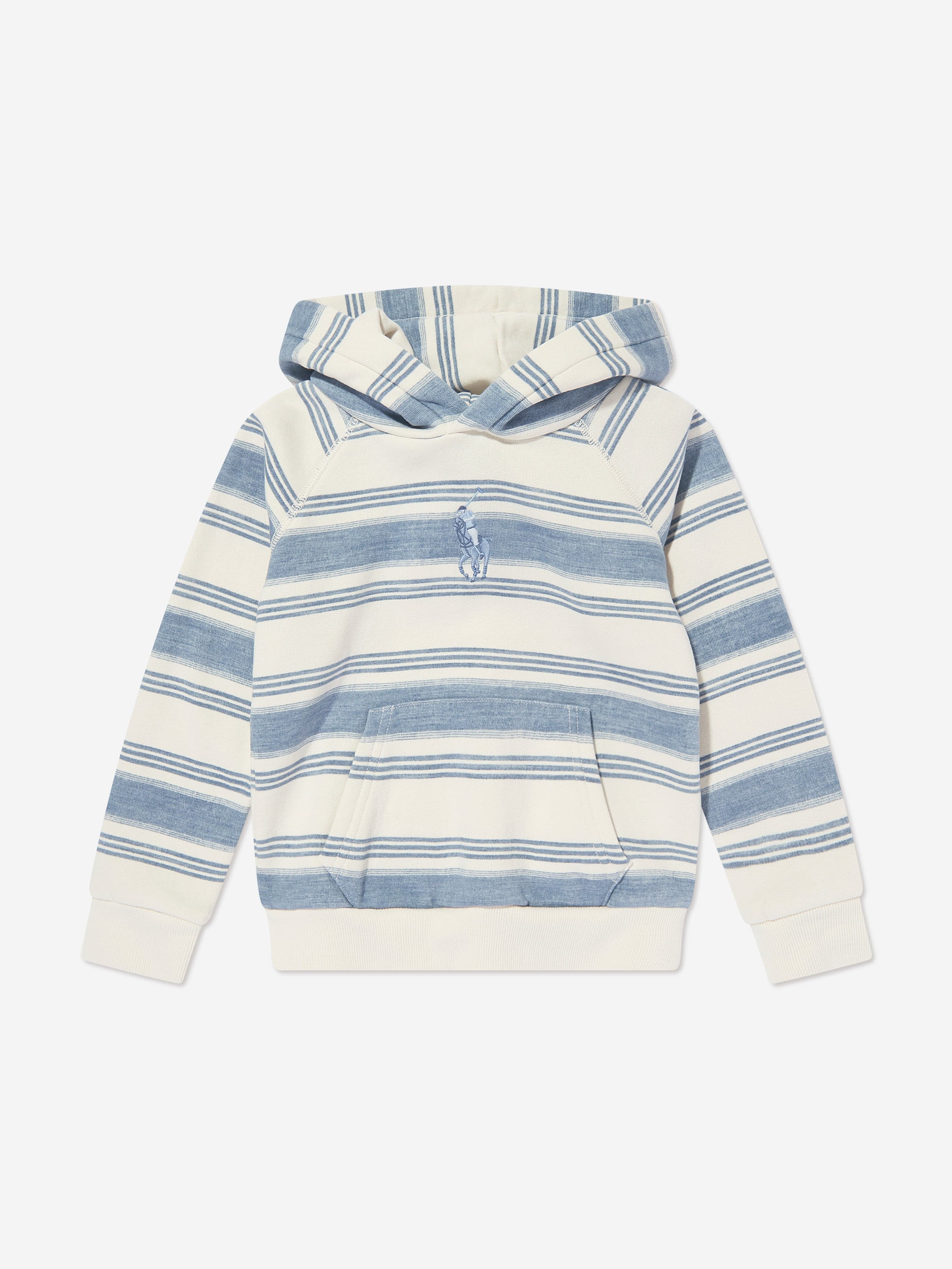 Ralph Lauren Girls Striped Logo Hoodie in Blue