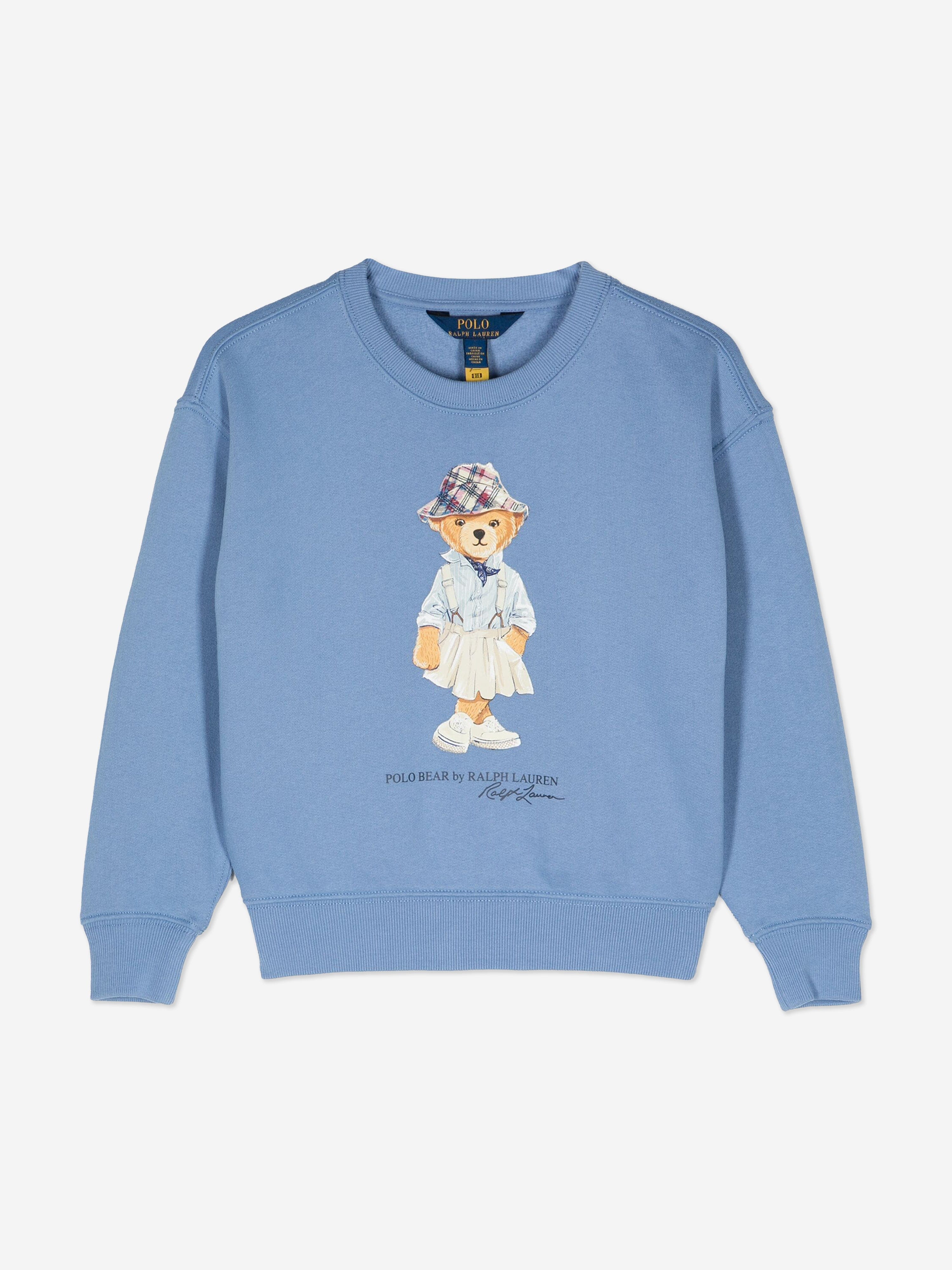 Ralph Lauren Girls Bear Bubble Sweatshirt in Blue