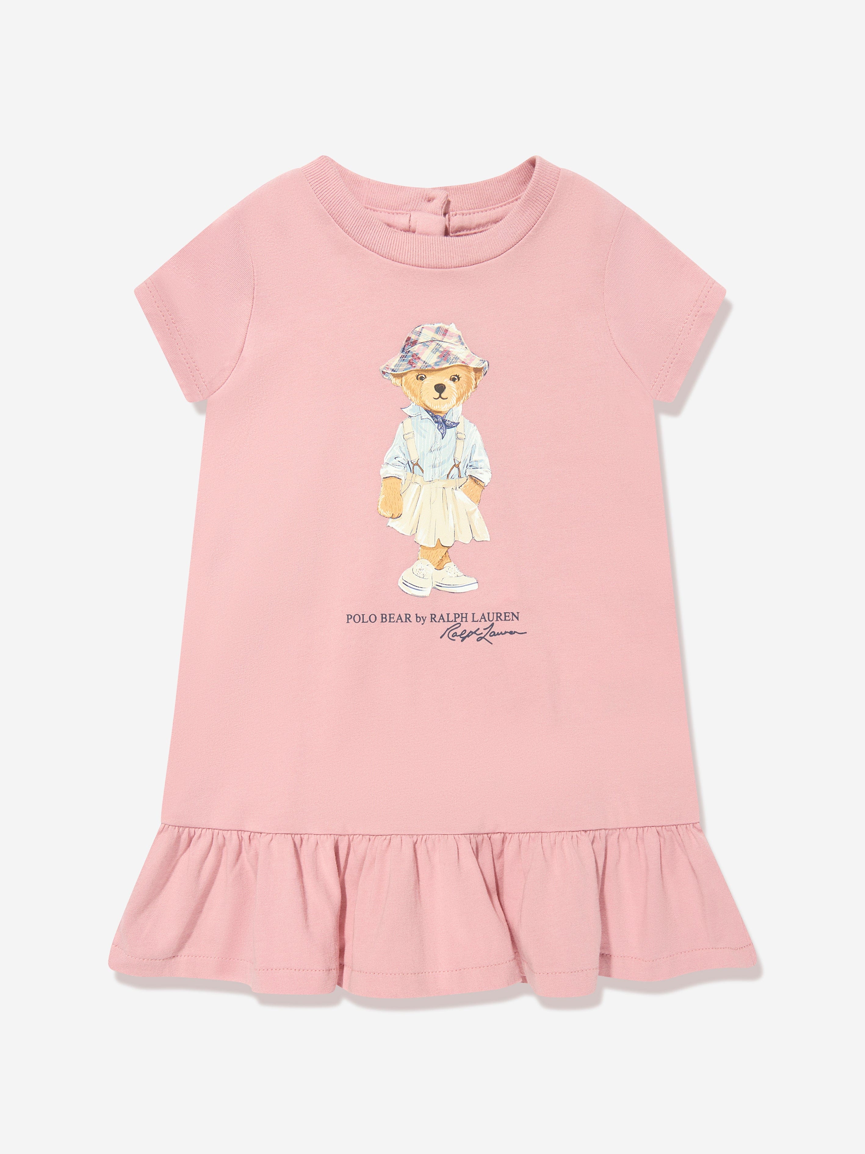 Ralph Lauren Girls Bear Jersey Dress in Pink