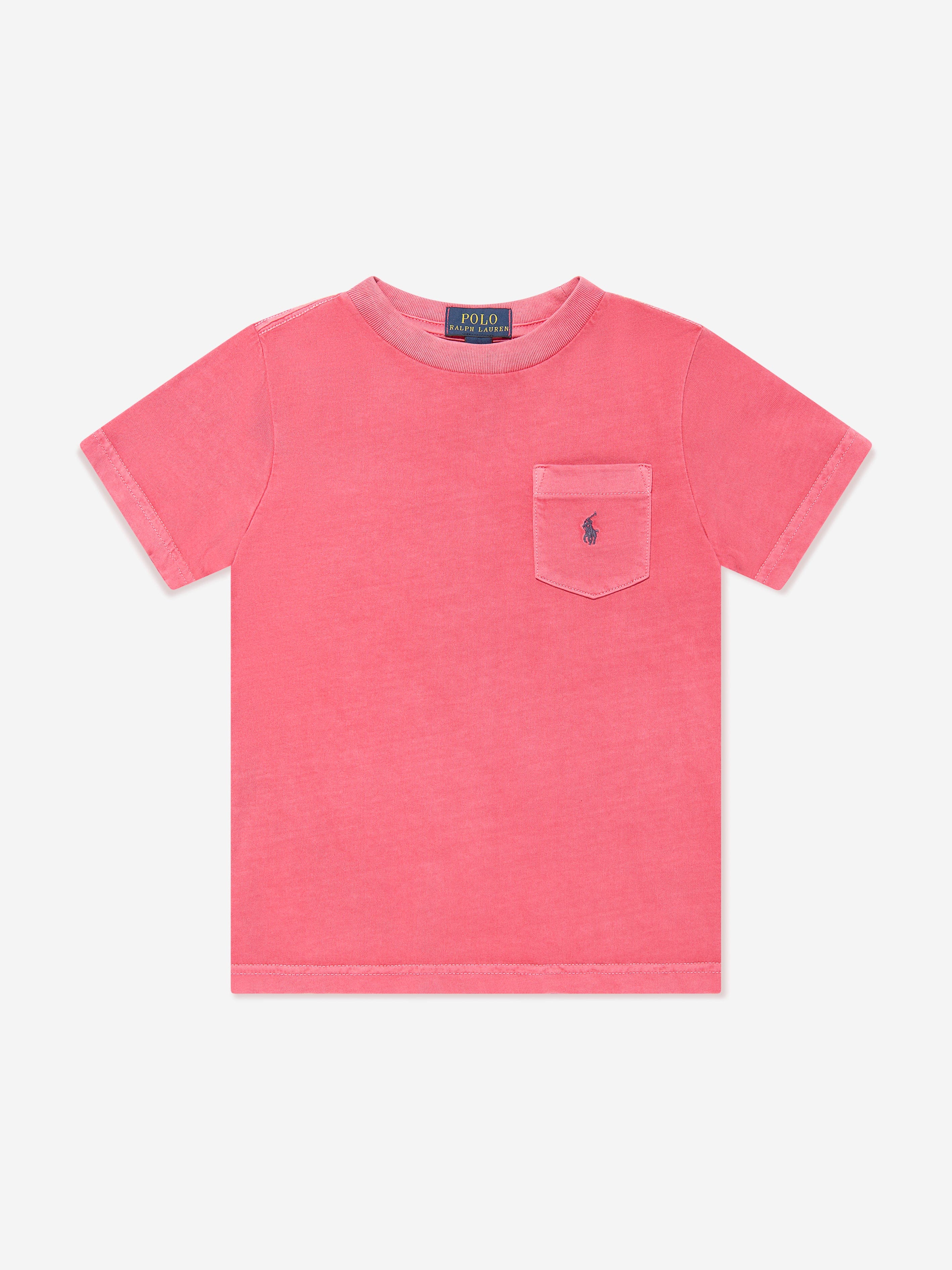 Ralph Lauren Boys Logo Pocket T-Shirt in Pink