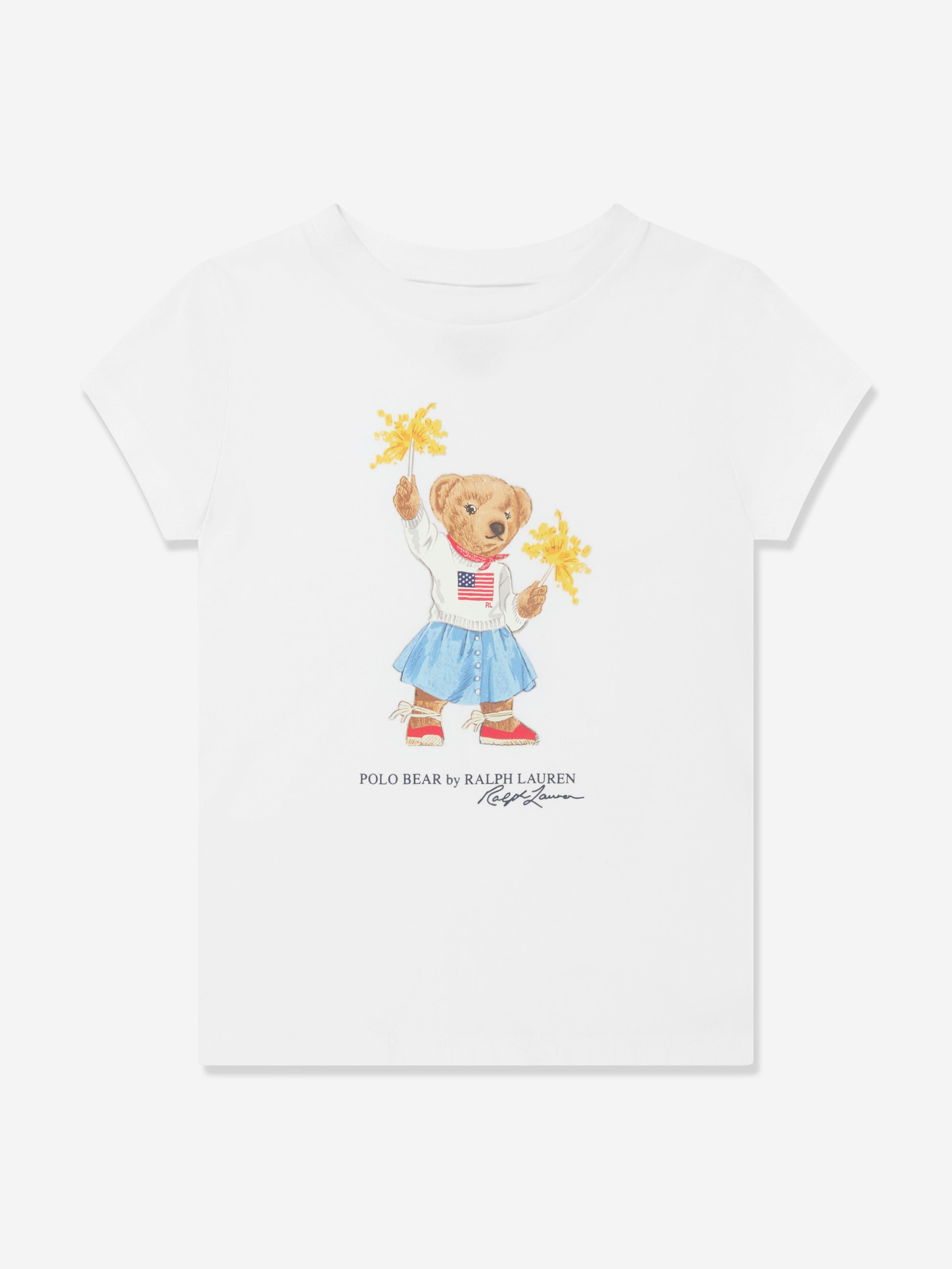 Ralph Lauren Girls Sparkle Bear T-Shirt in White