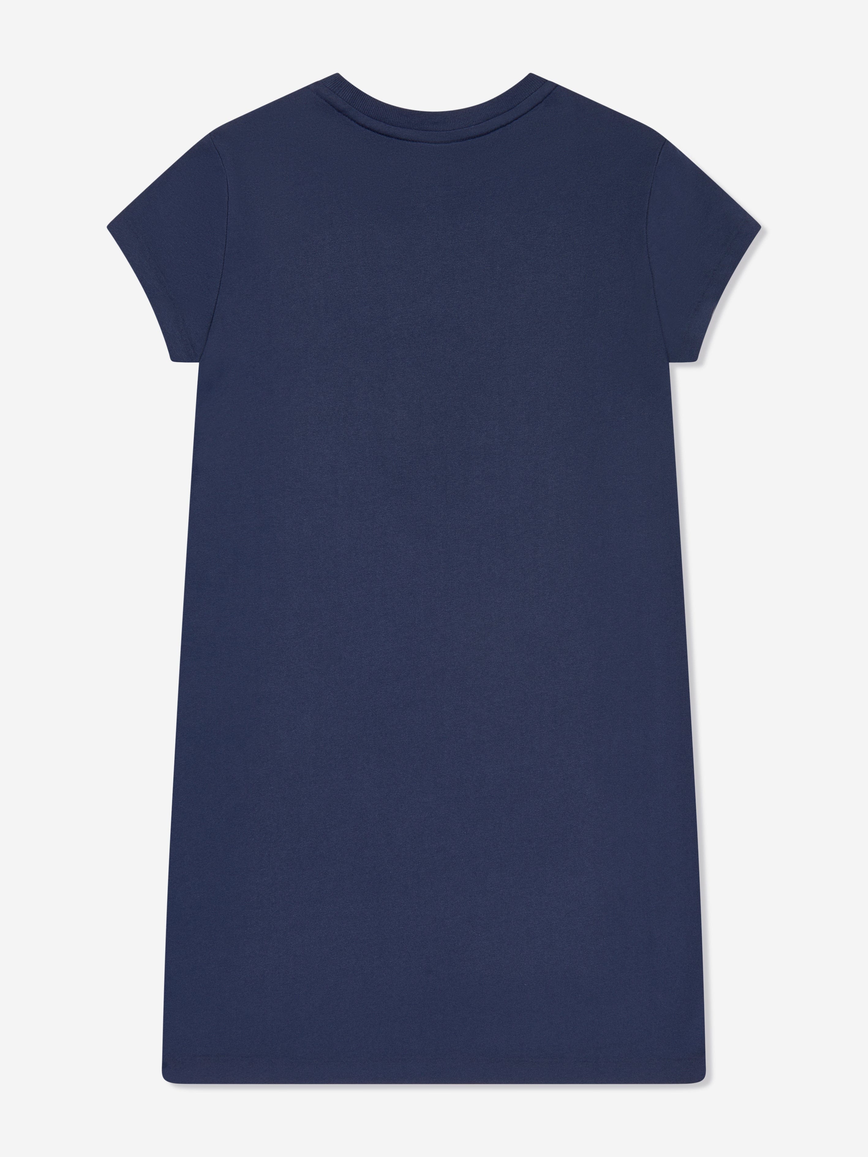 Ralph Lauren Girls Sparkle Bear Jersey Dress in Navy