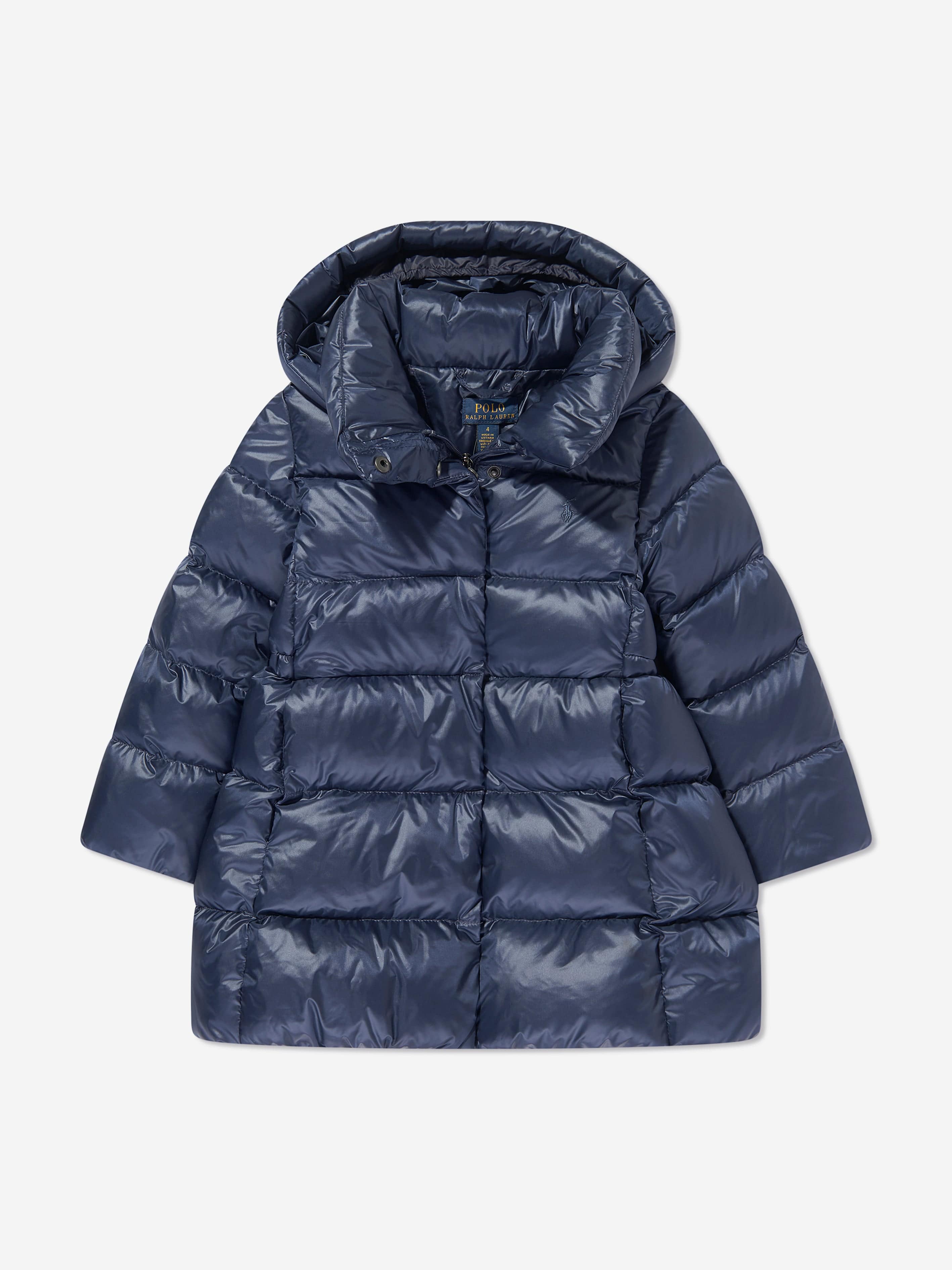 Ralph Lauren Girls Down Padded Long Coat in Navy