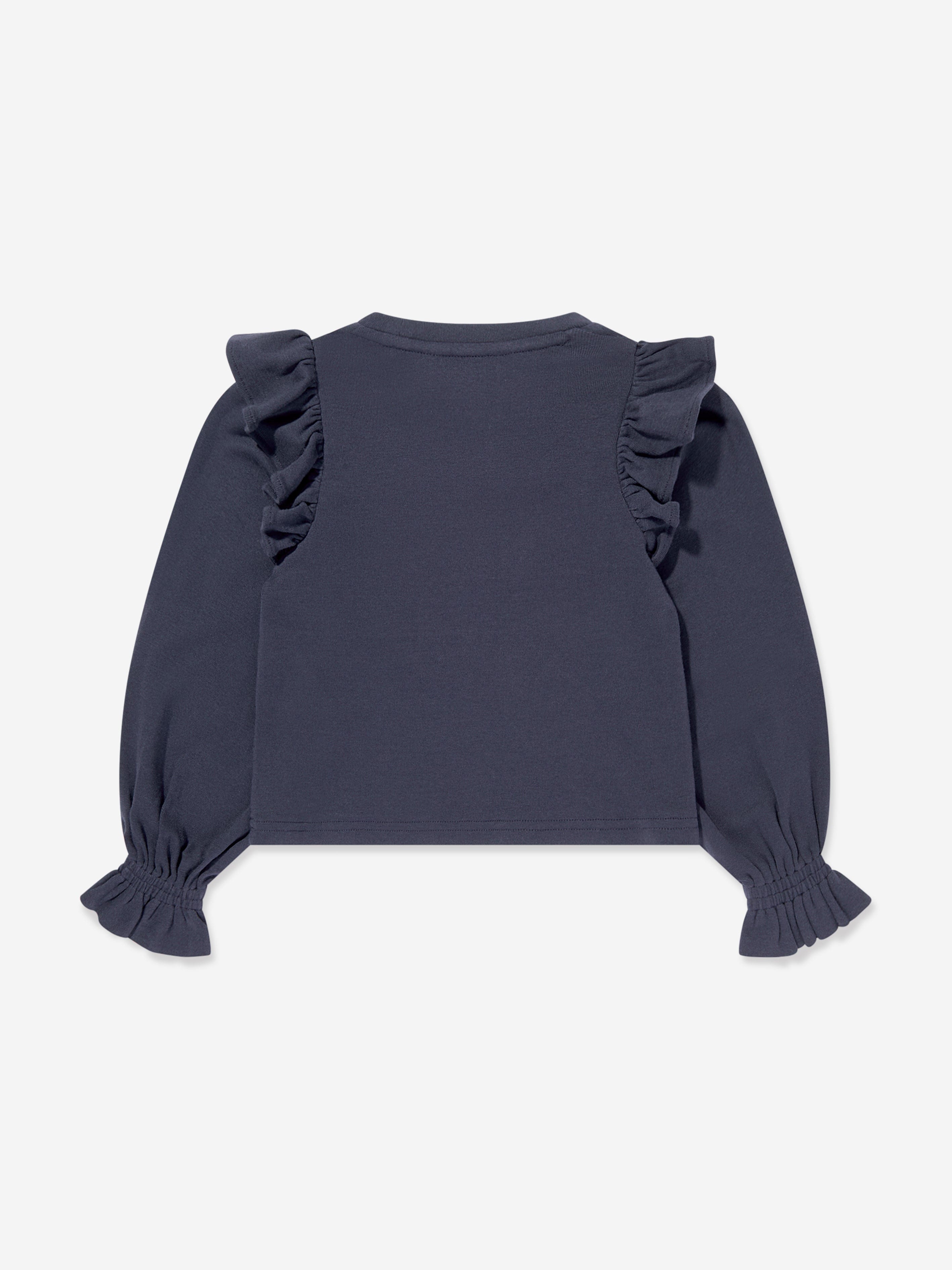 Ralph Lauren Girls Long Sleeve Ruffle T-Shirt in Navy