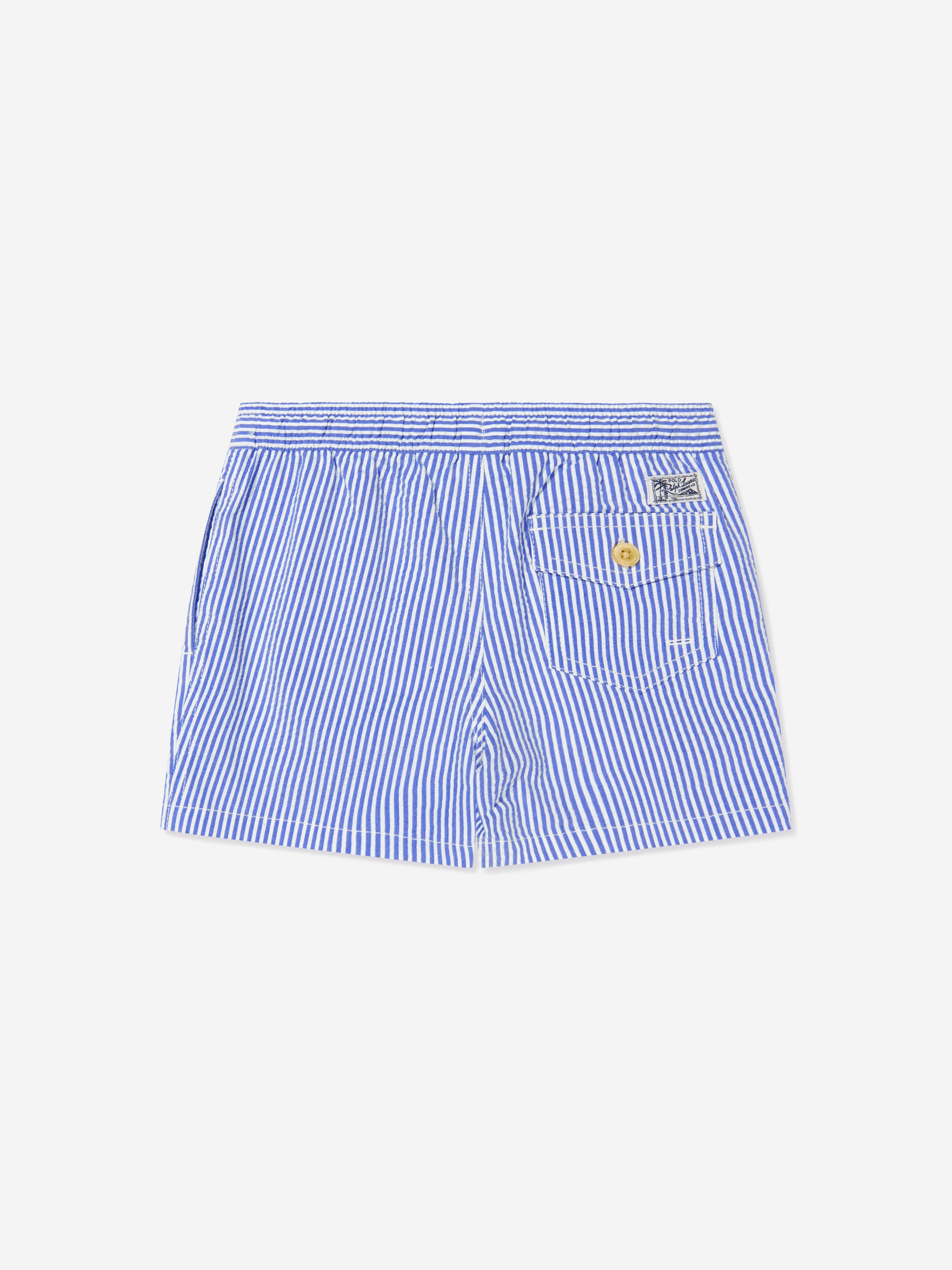 Boys Seersucker Swim Shorts in Blue