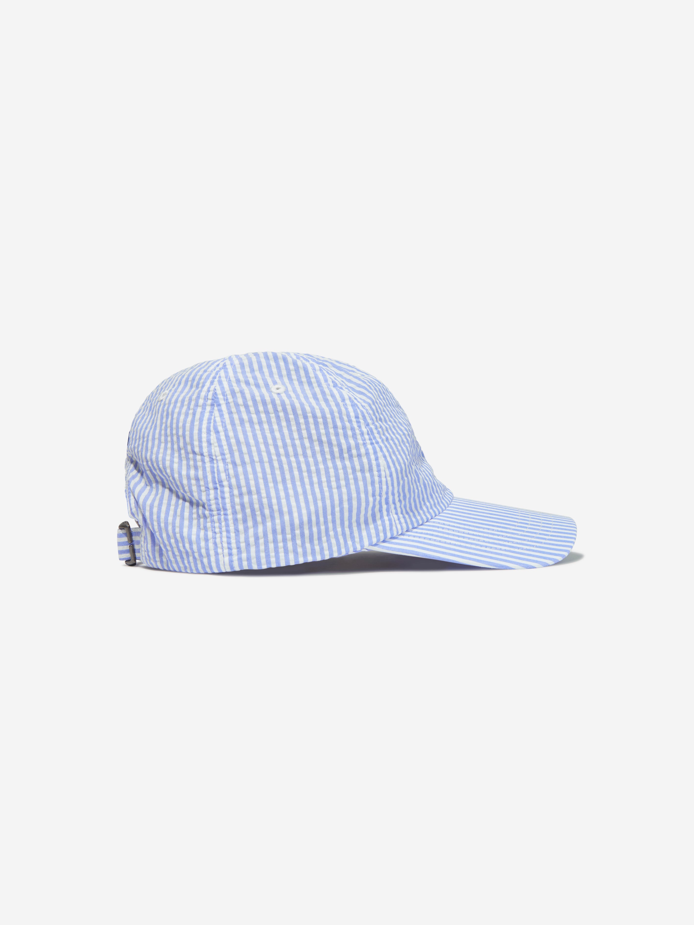 Boys Striped Logo Cap in Blue