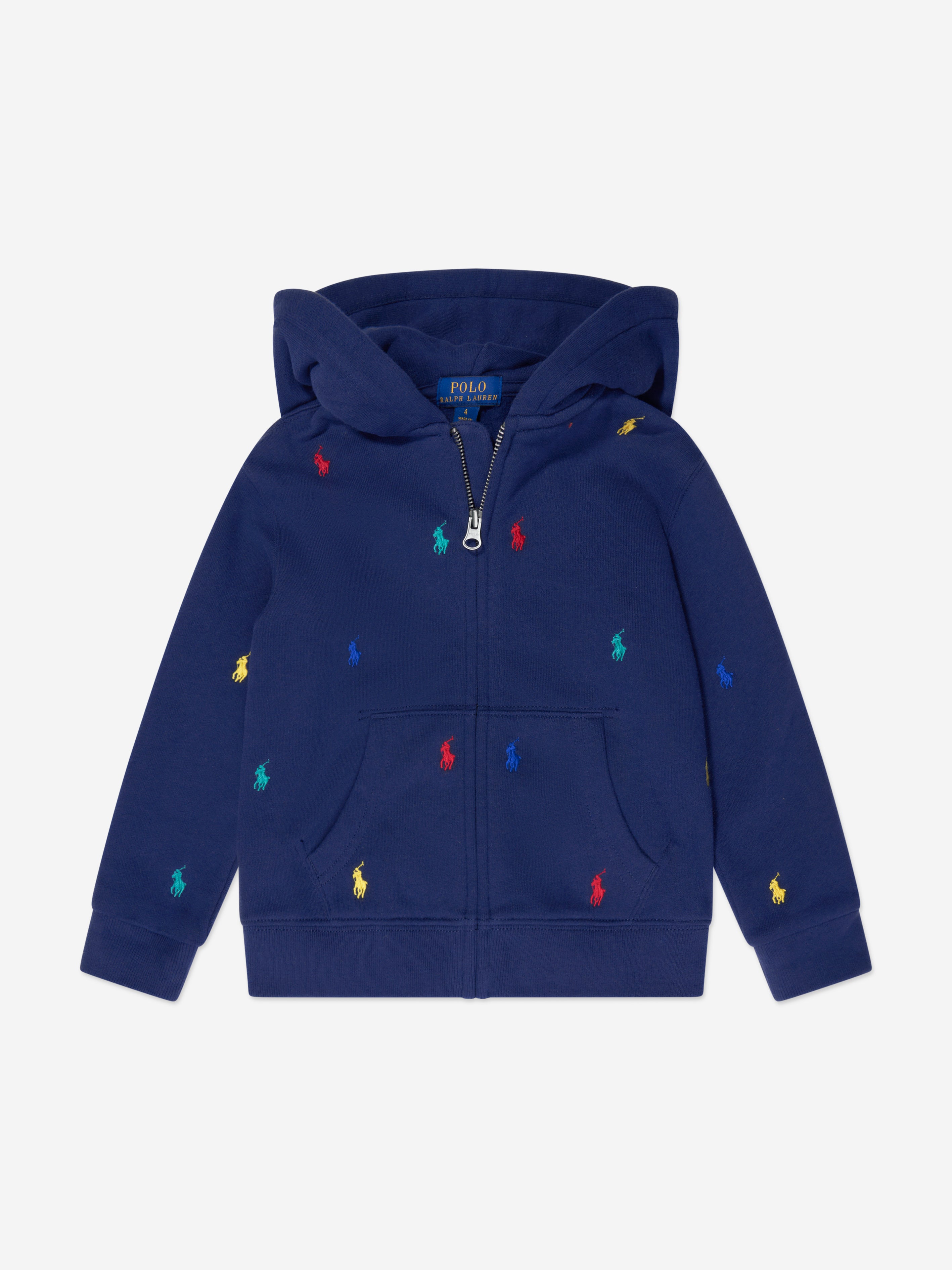 Boys Multi Logo Zip Up Top in Navy