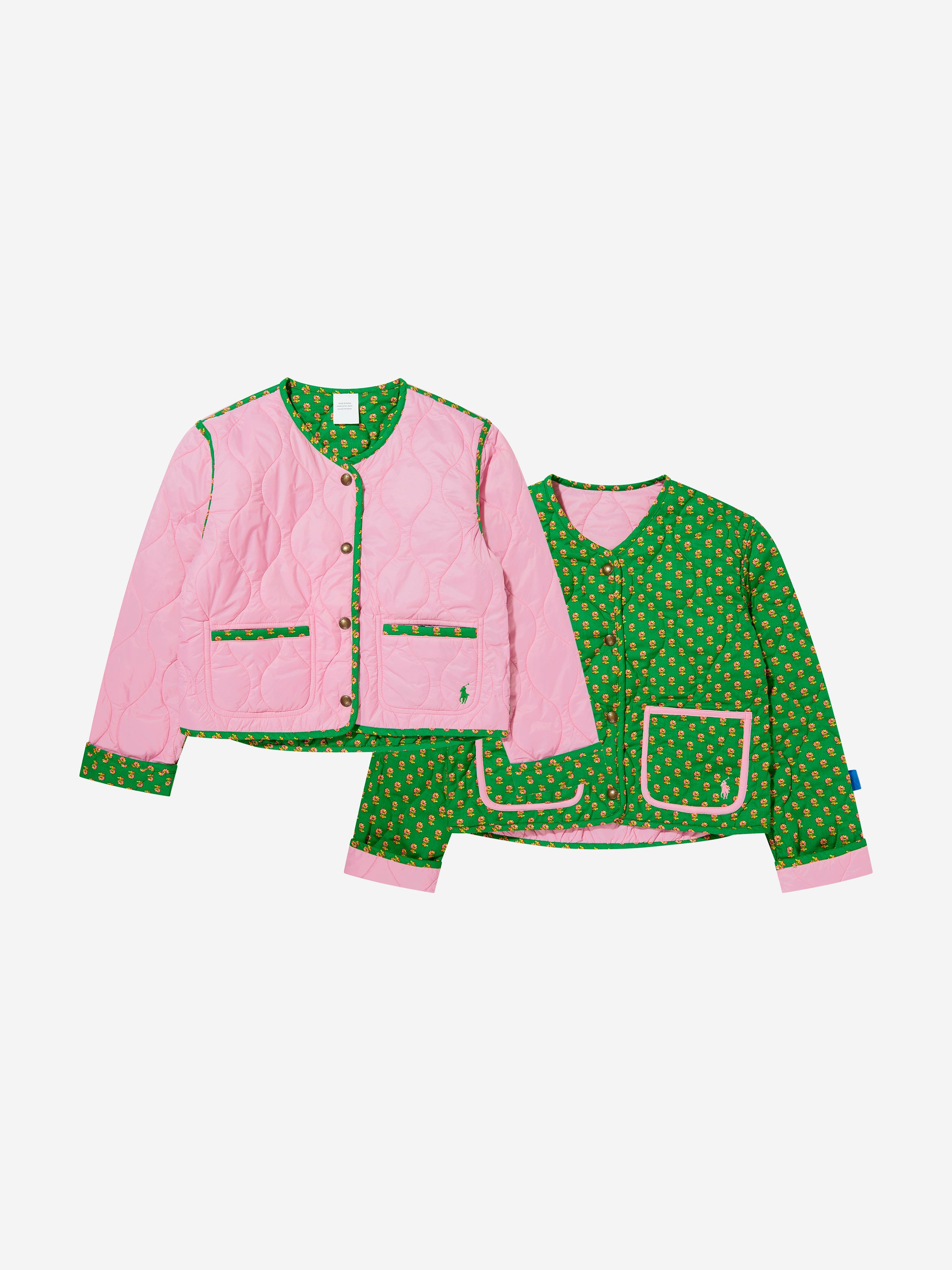 Girls Reversible Quilted Jacket in Pink