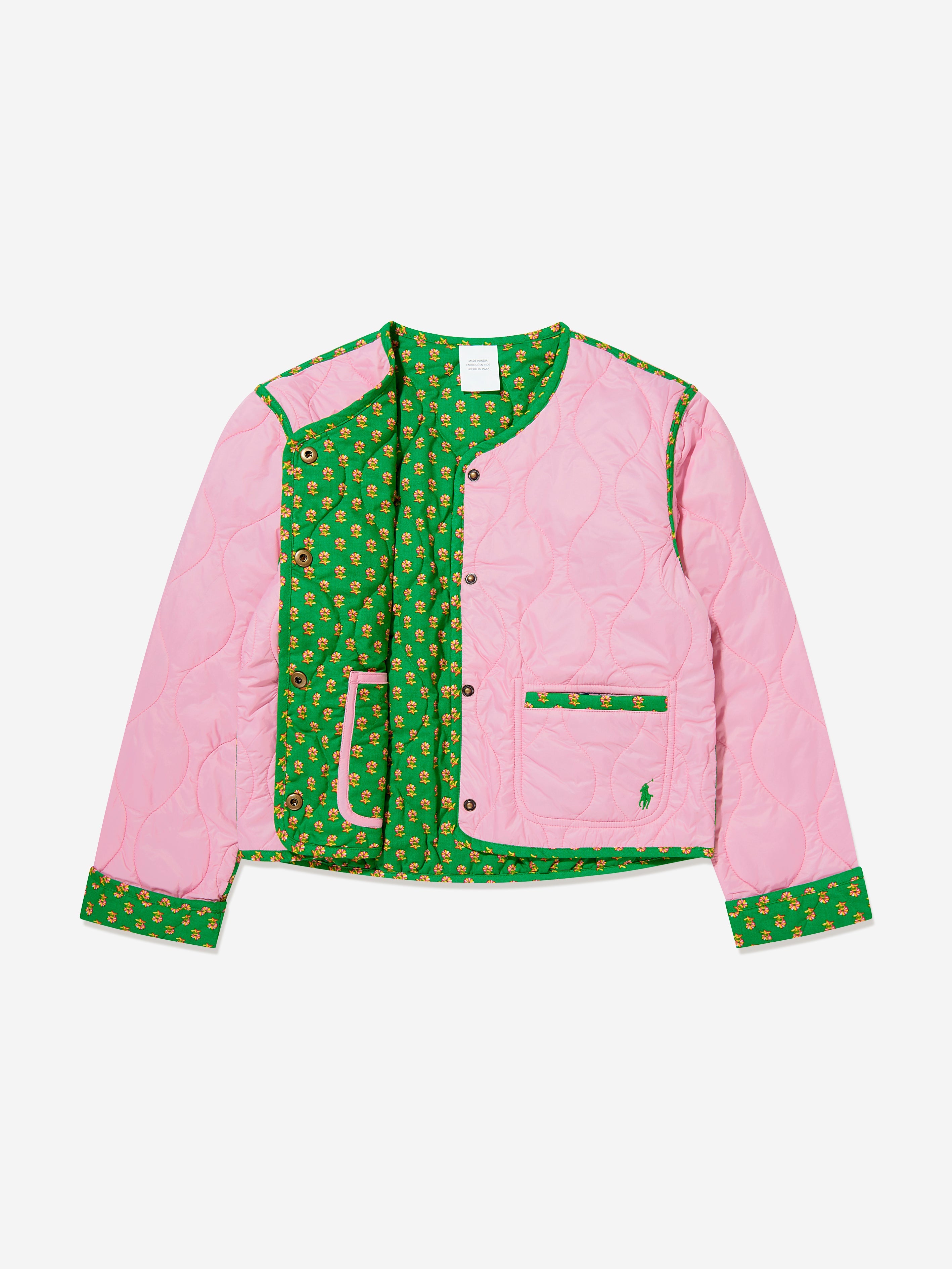 Girls Reversible Quilted Jacket in Pink