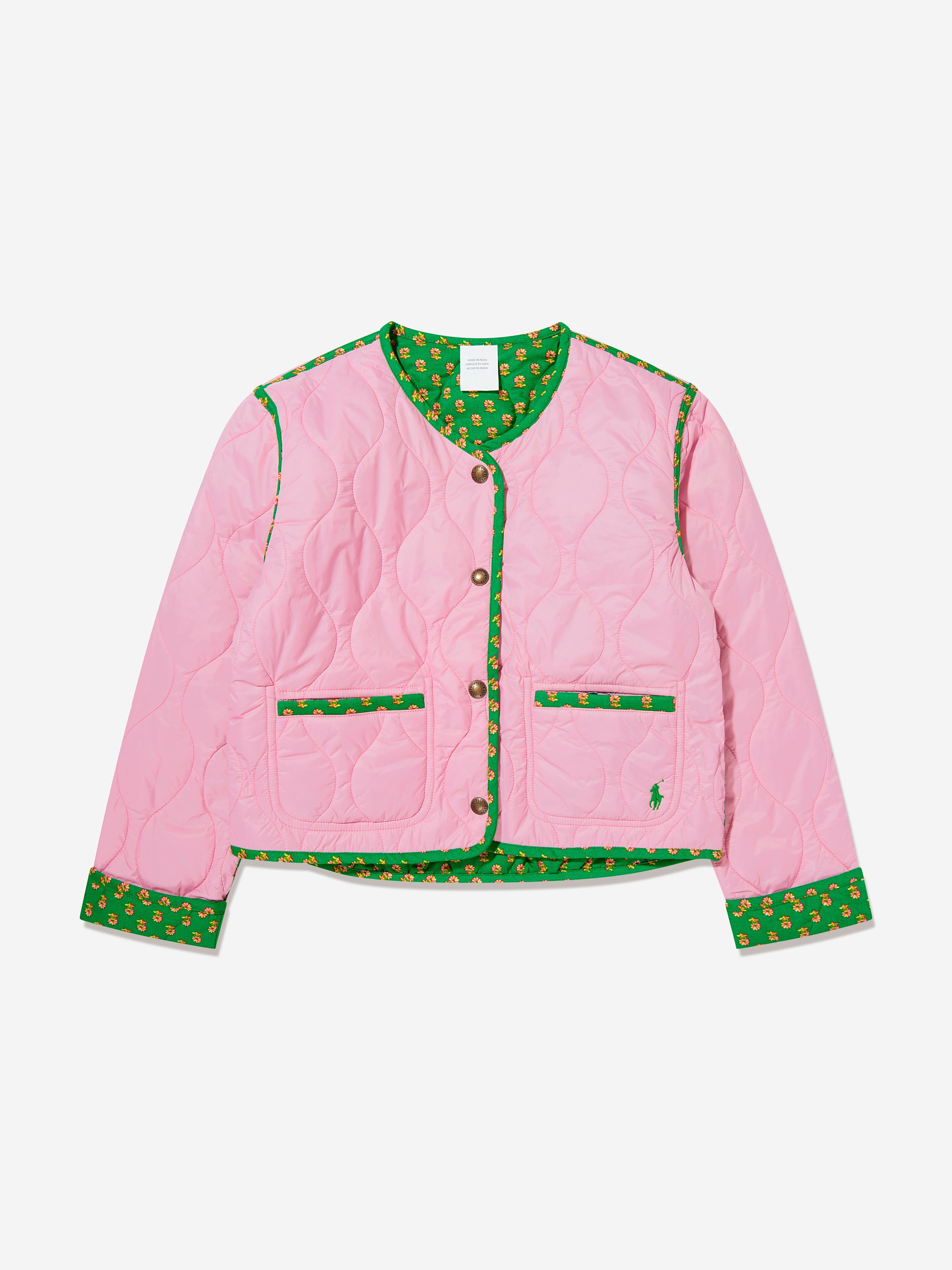 Girls Reversible Quilted Jacket in Pink