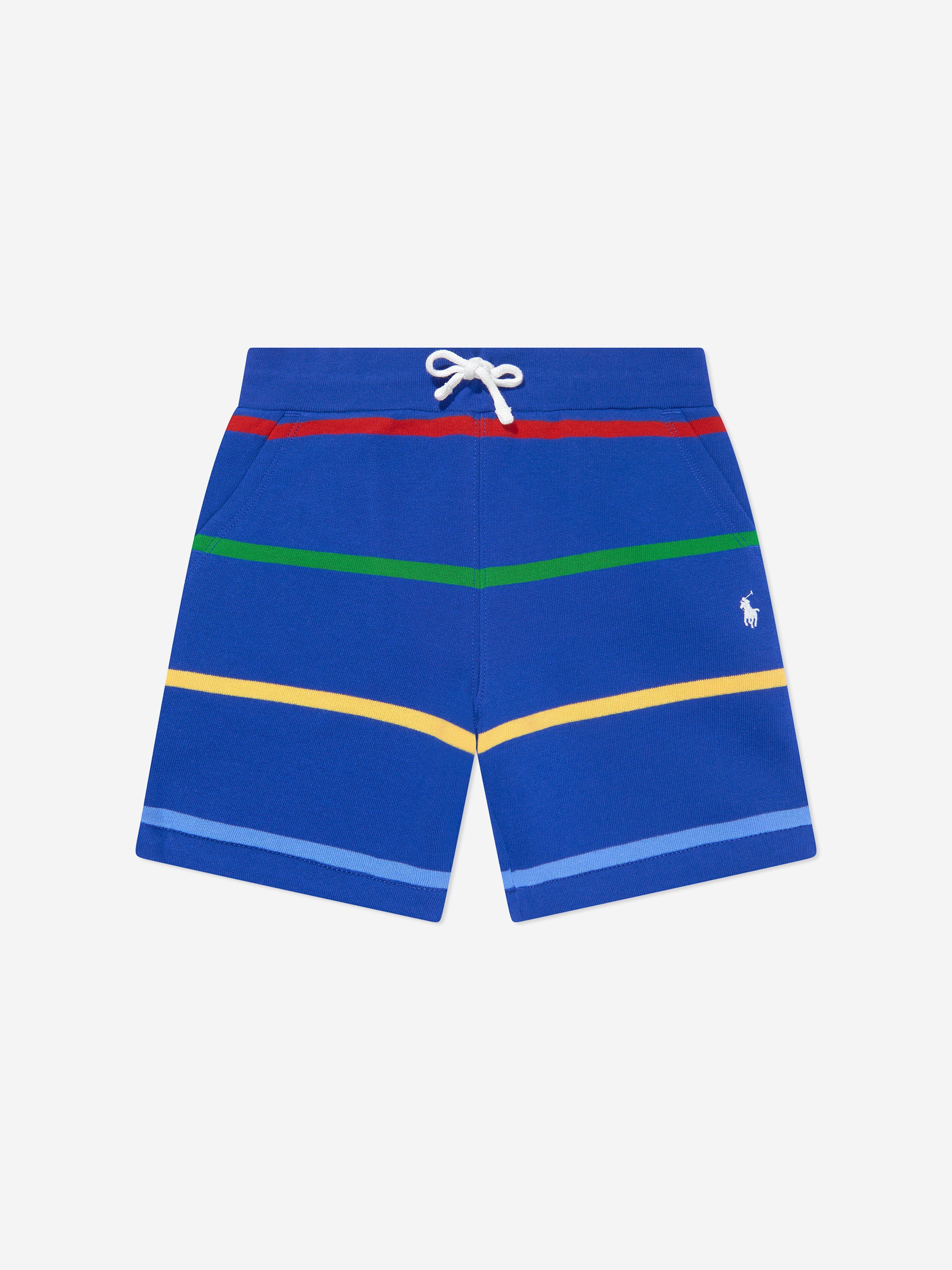 Boys Striped Logo Shorts in Blue