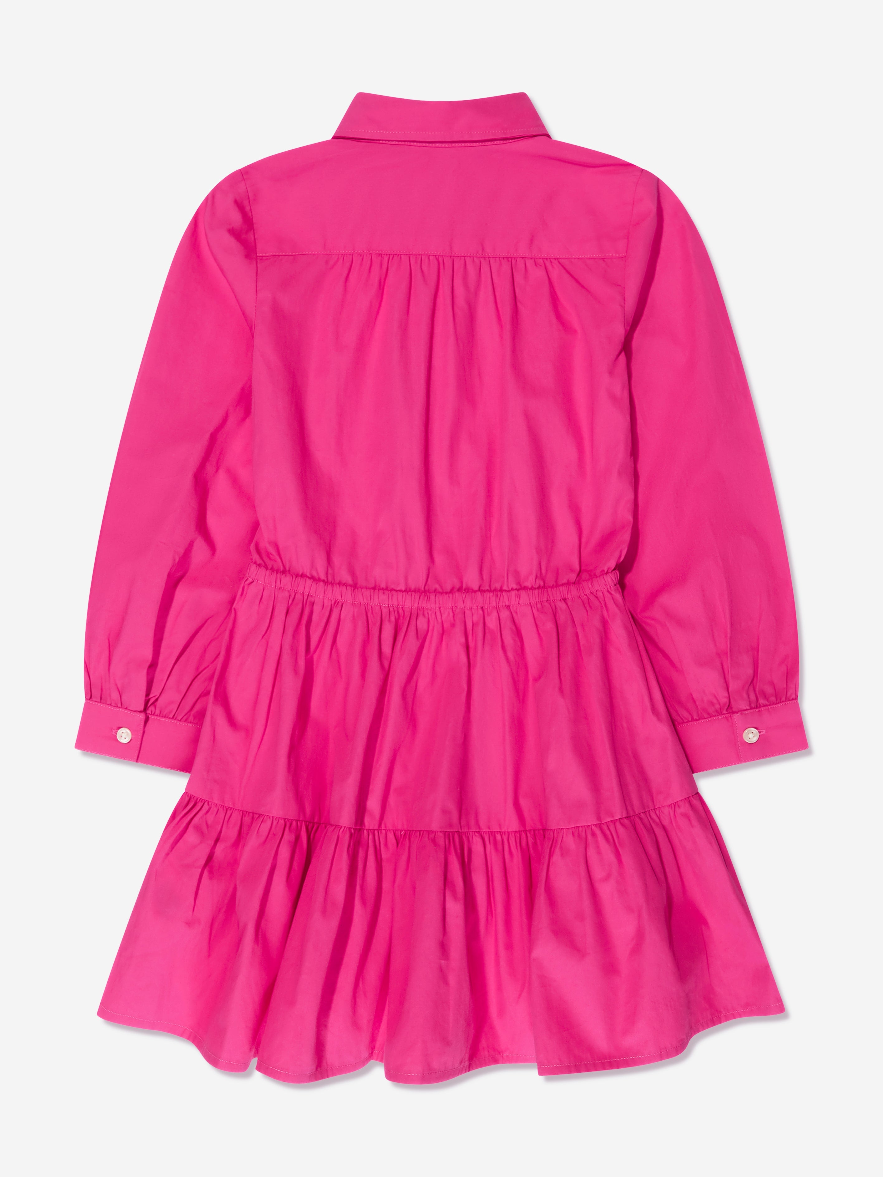 Girls Tiered Shirt Dress in Pink