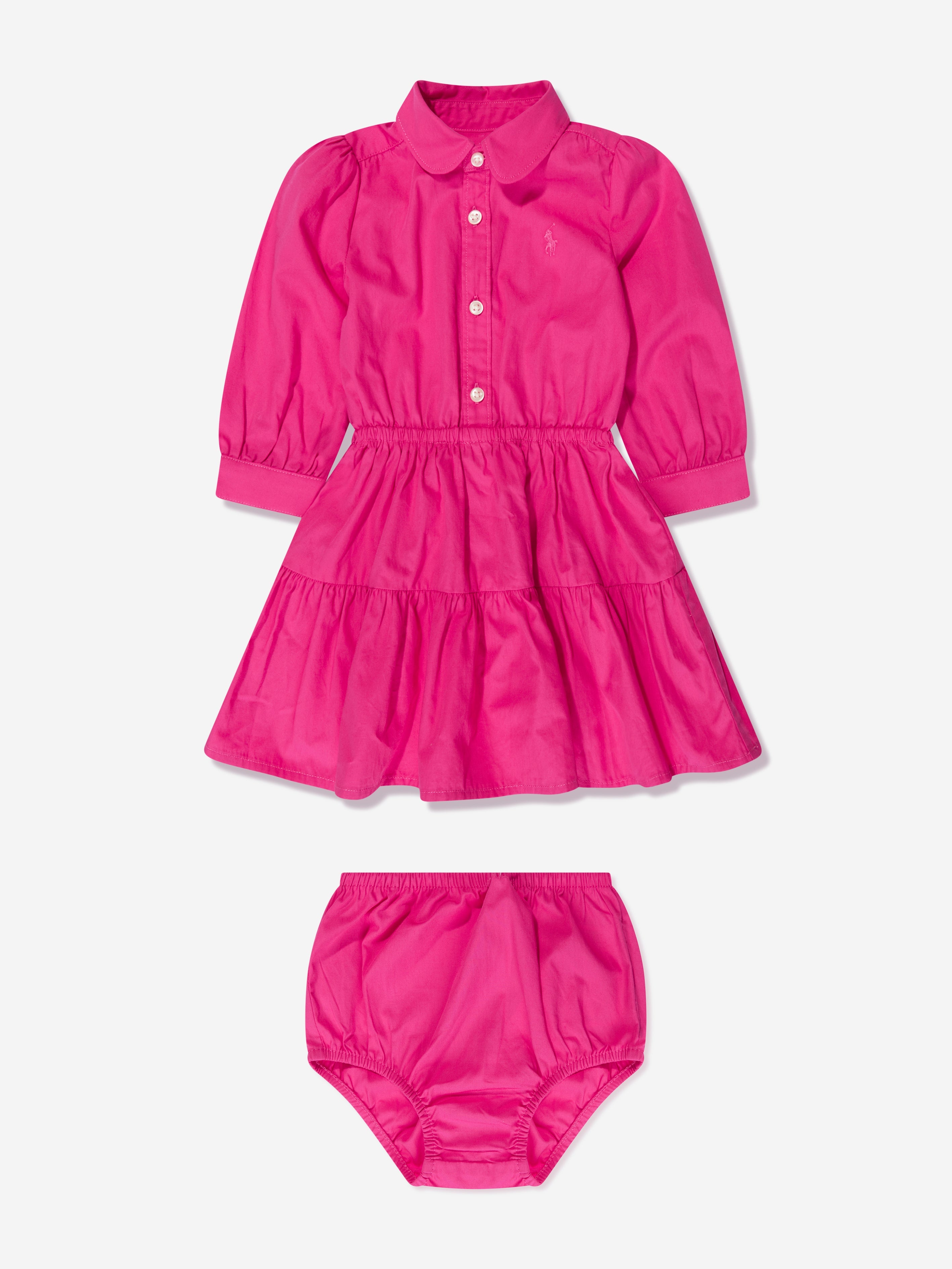 Girls Tiered Shirt Dress in Pink