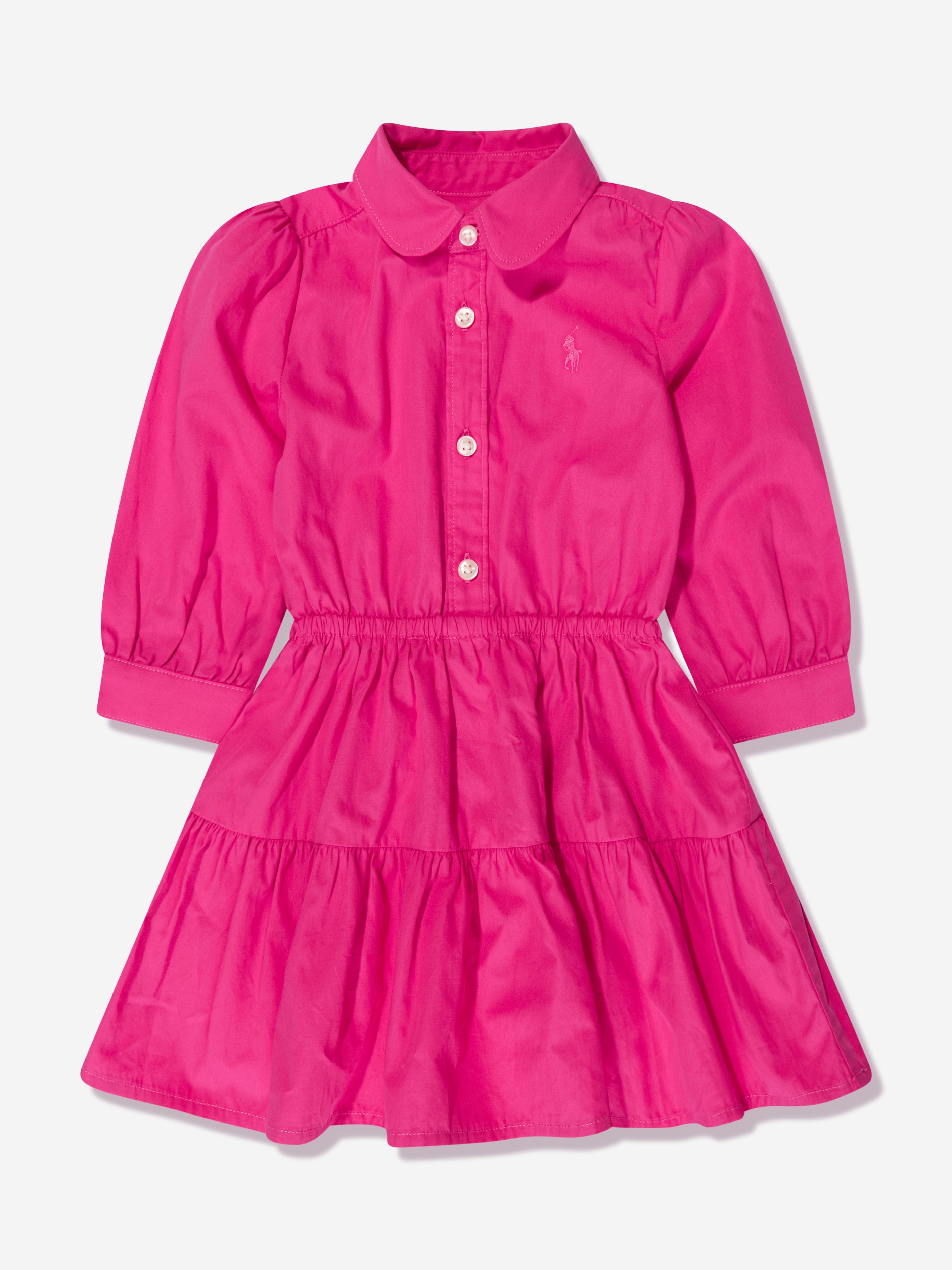 Girls Tiered Shirt Dress in Pink