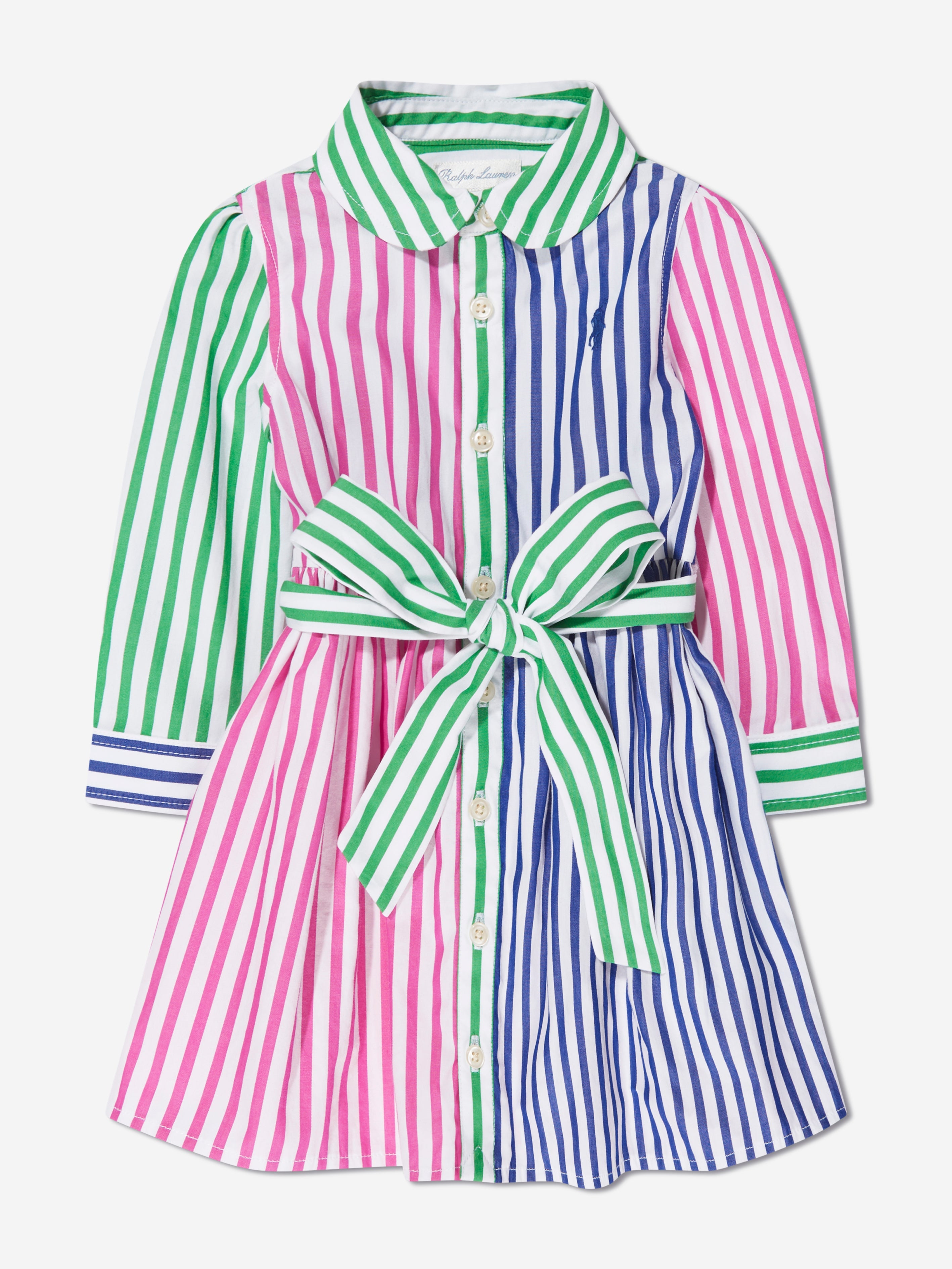 Girls Striped Shirt Dress in Multicolour