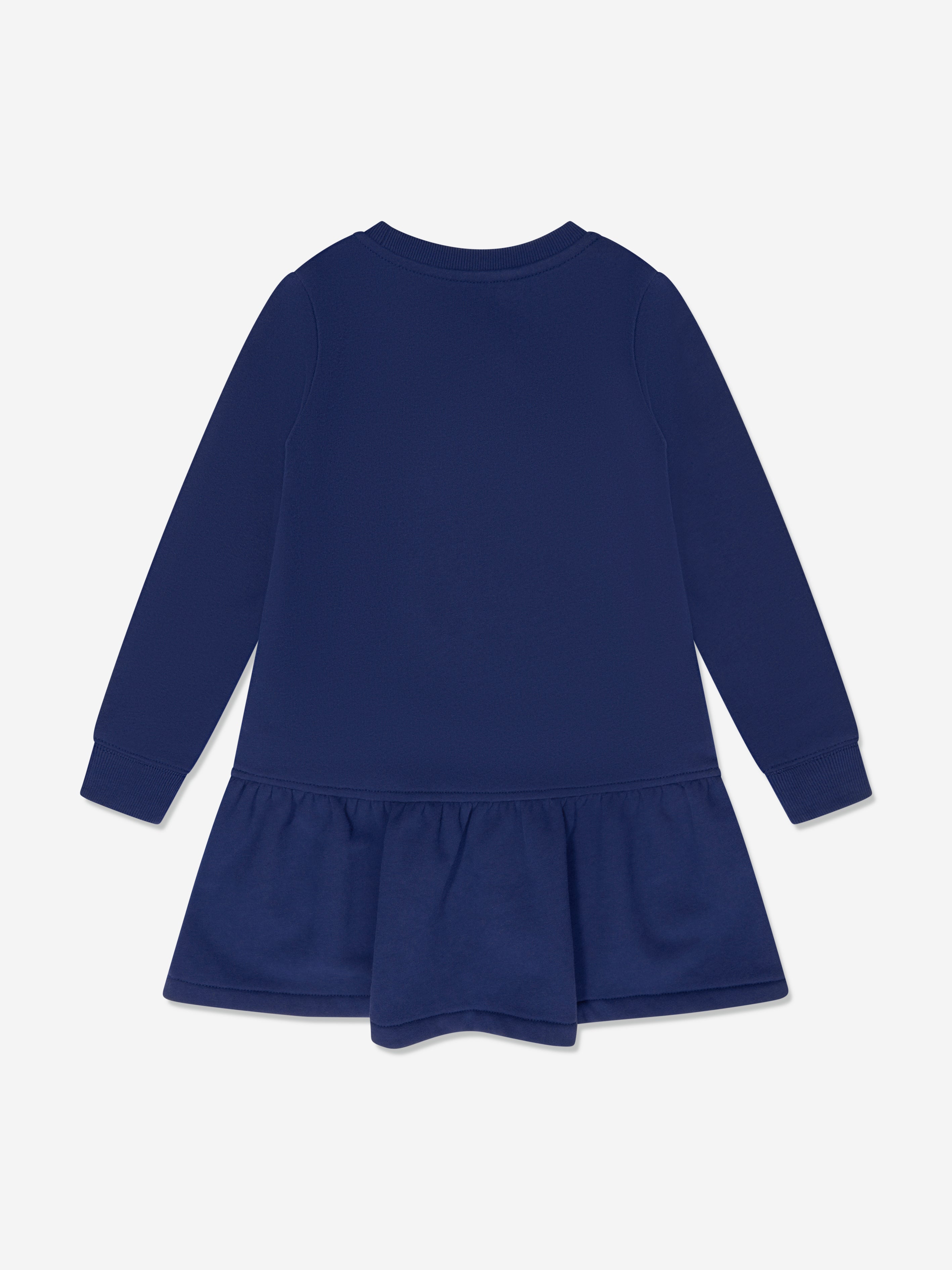 Girls Bear Fleece Dress in Navy