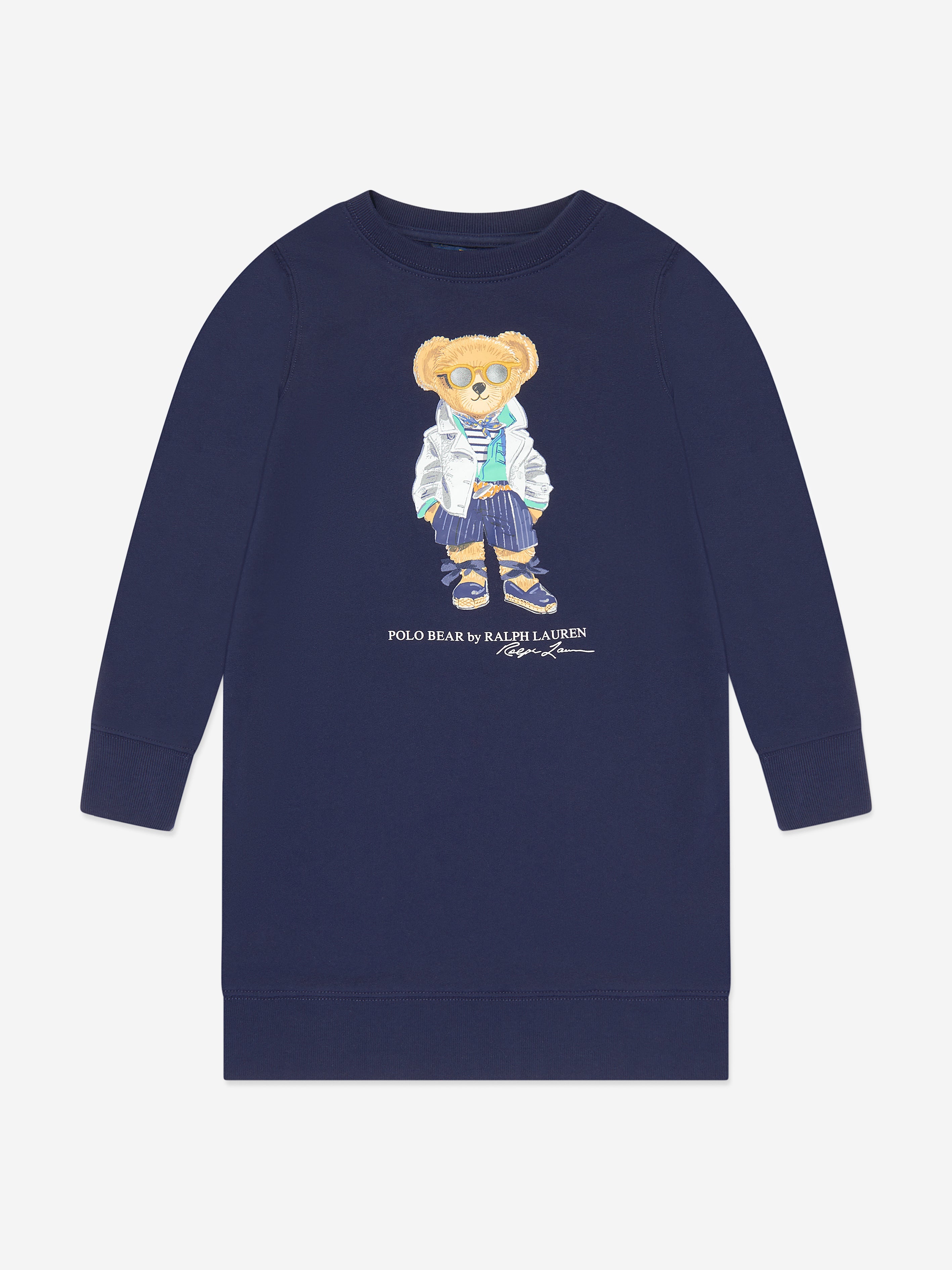 Girls Bear Sweater Dress in Navy