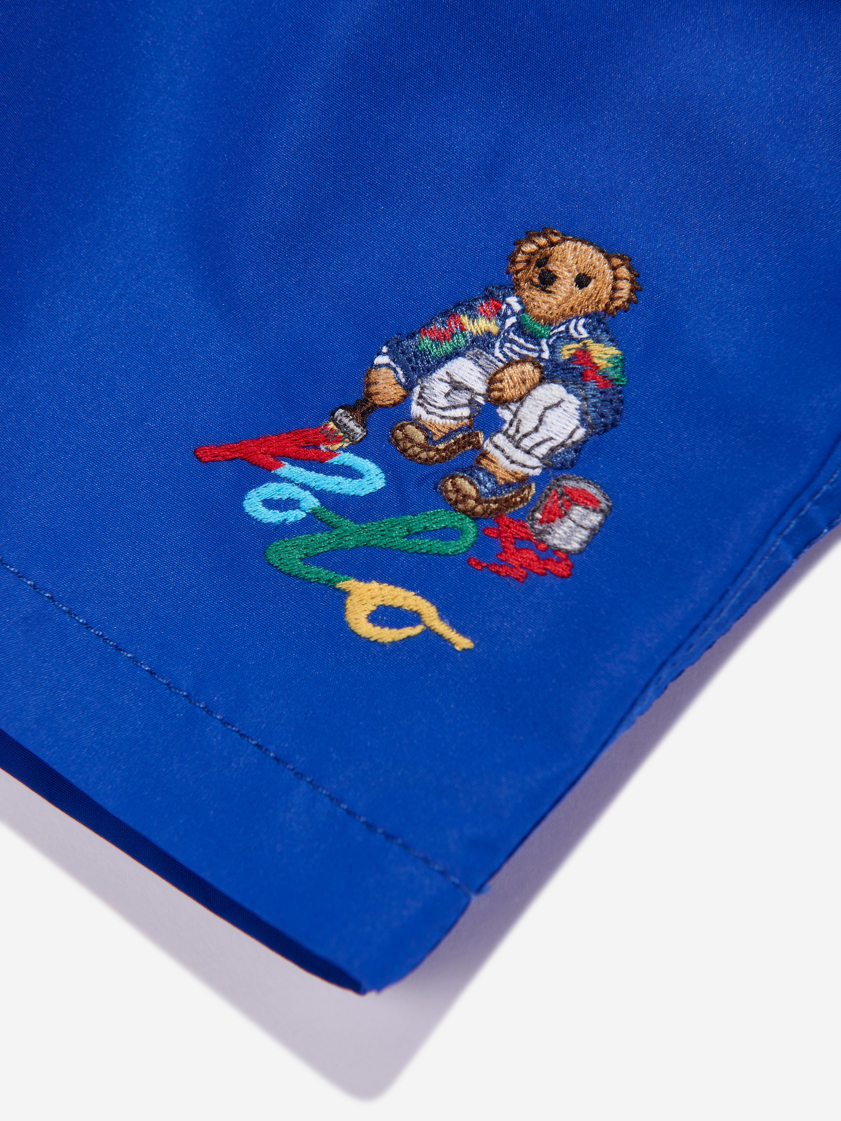 Boys Polo Bear Swim Shorts in Blue