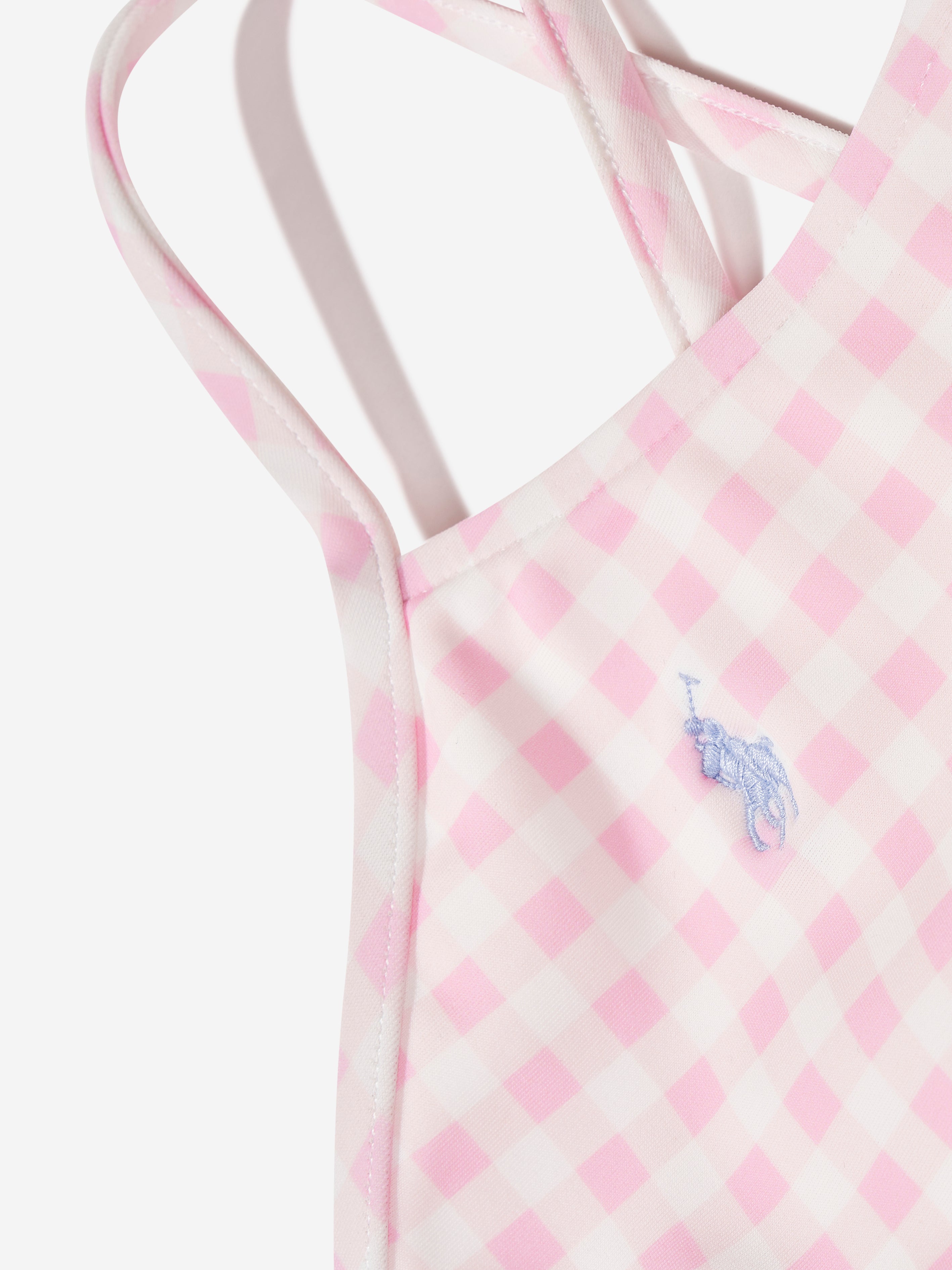 Girls Gingham Logo Bikini in Pink