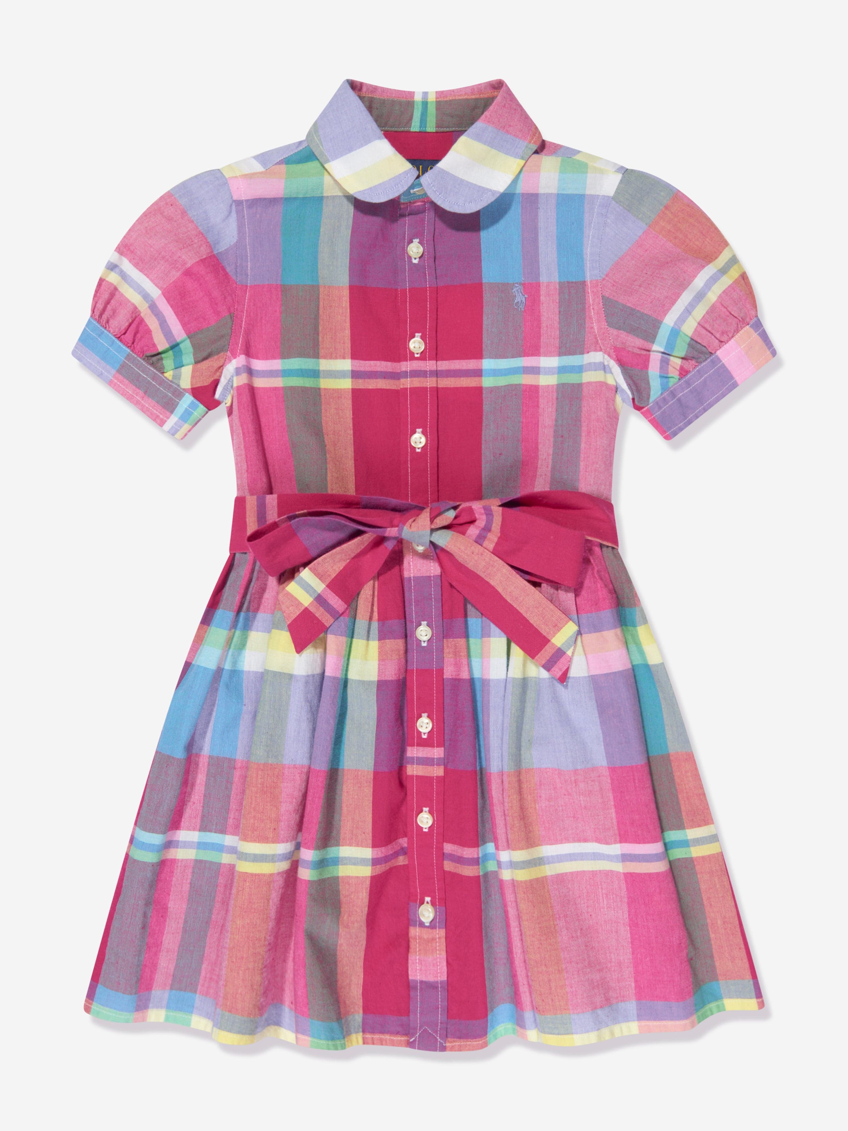 Ralph Lauren Girls Checked Shirt Dress in Red