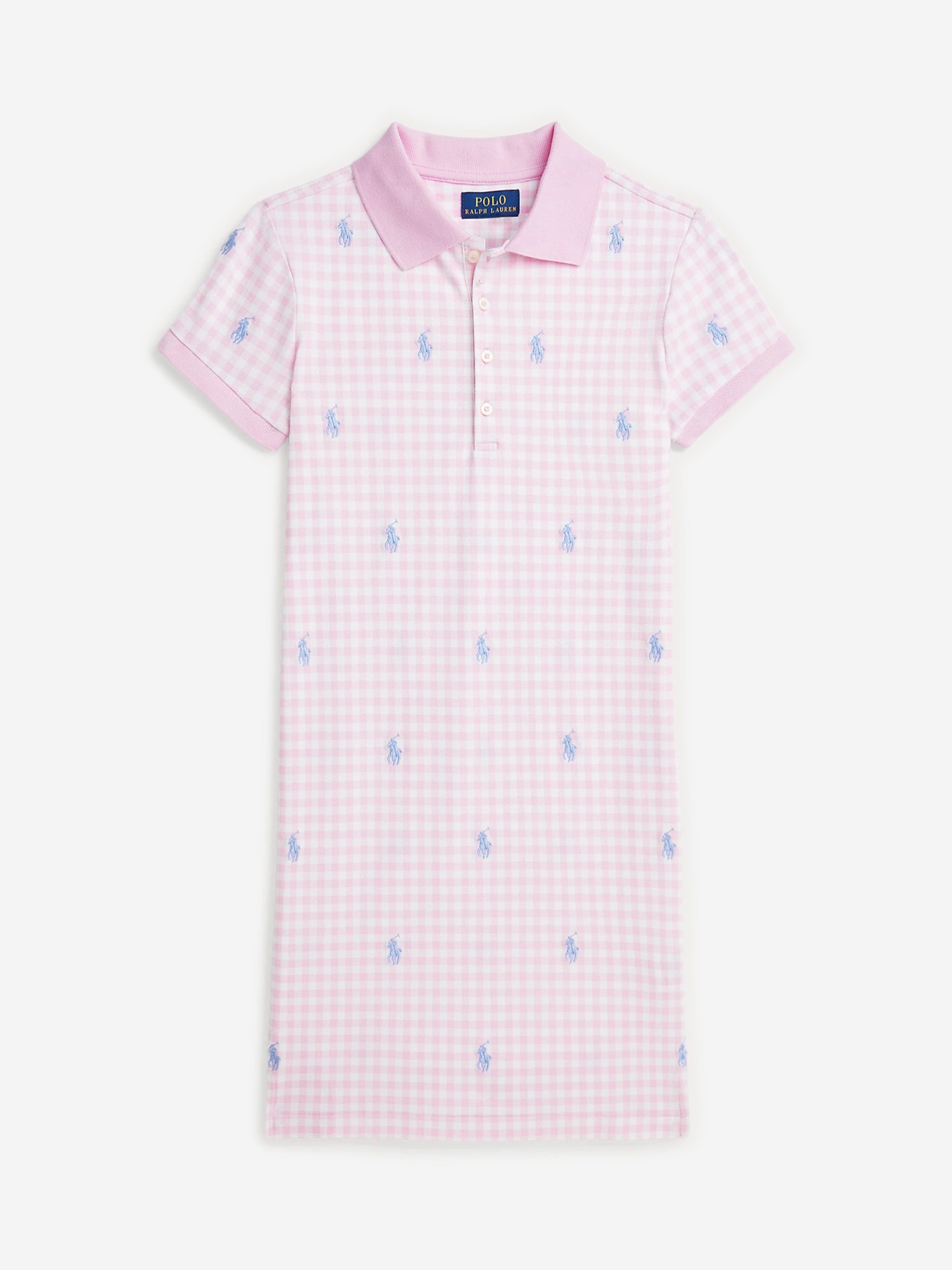 Ralph Lauren Girls Gingham Polo Dress in Pink