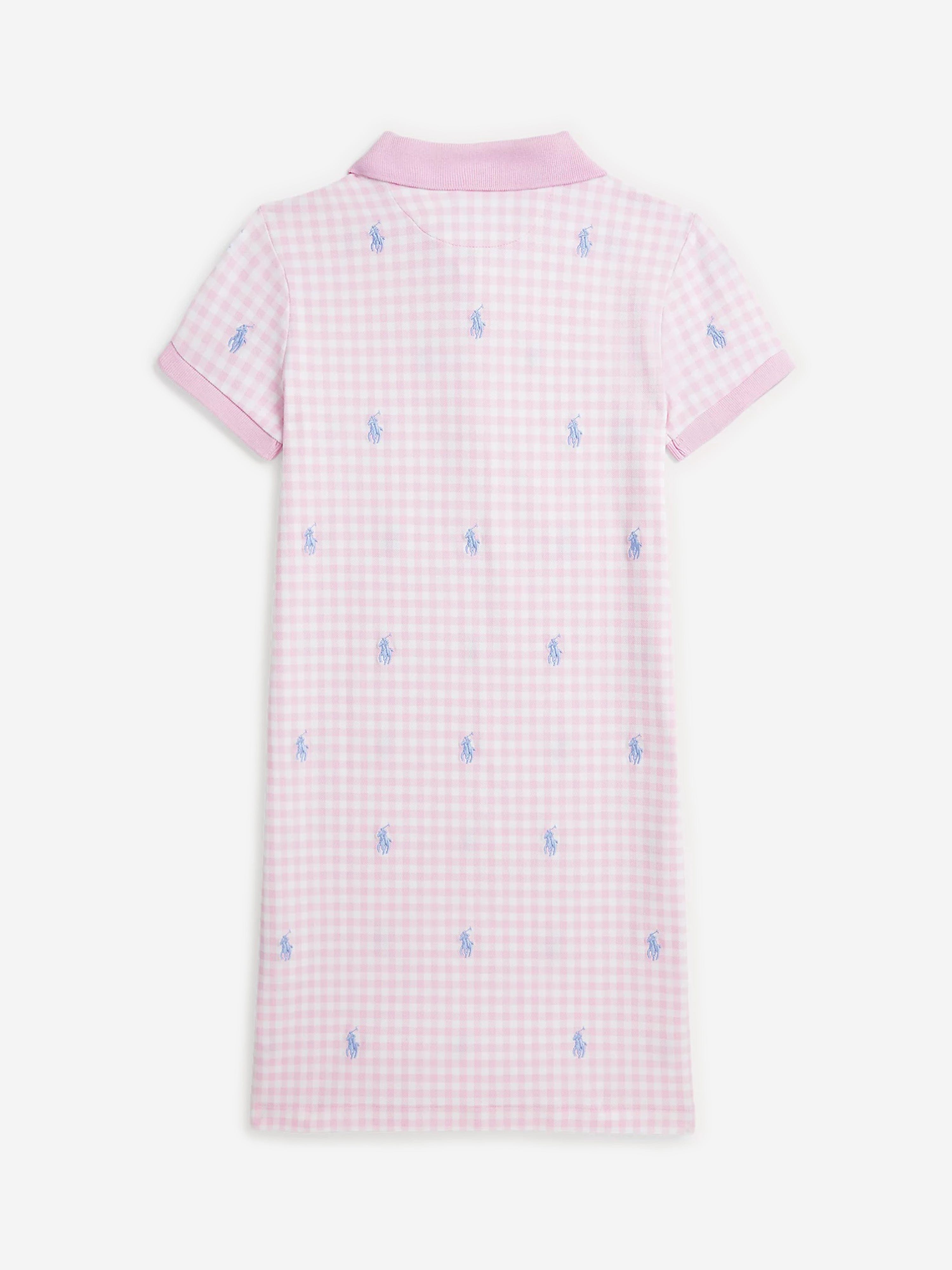 Ralph Lauren Girls Gingham Polo Dress in Pink