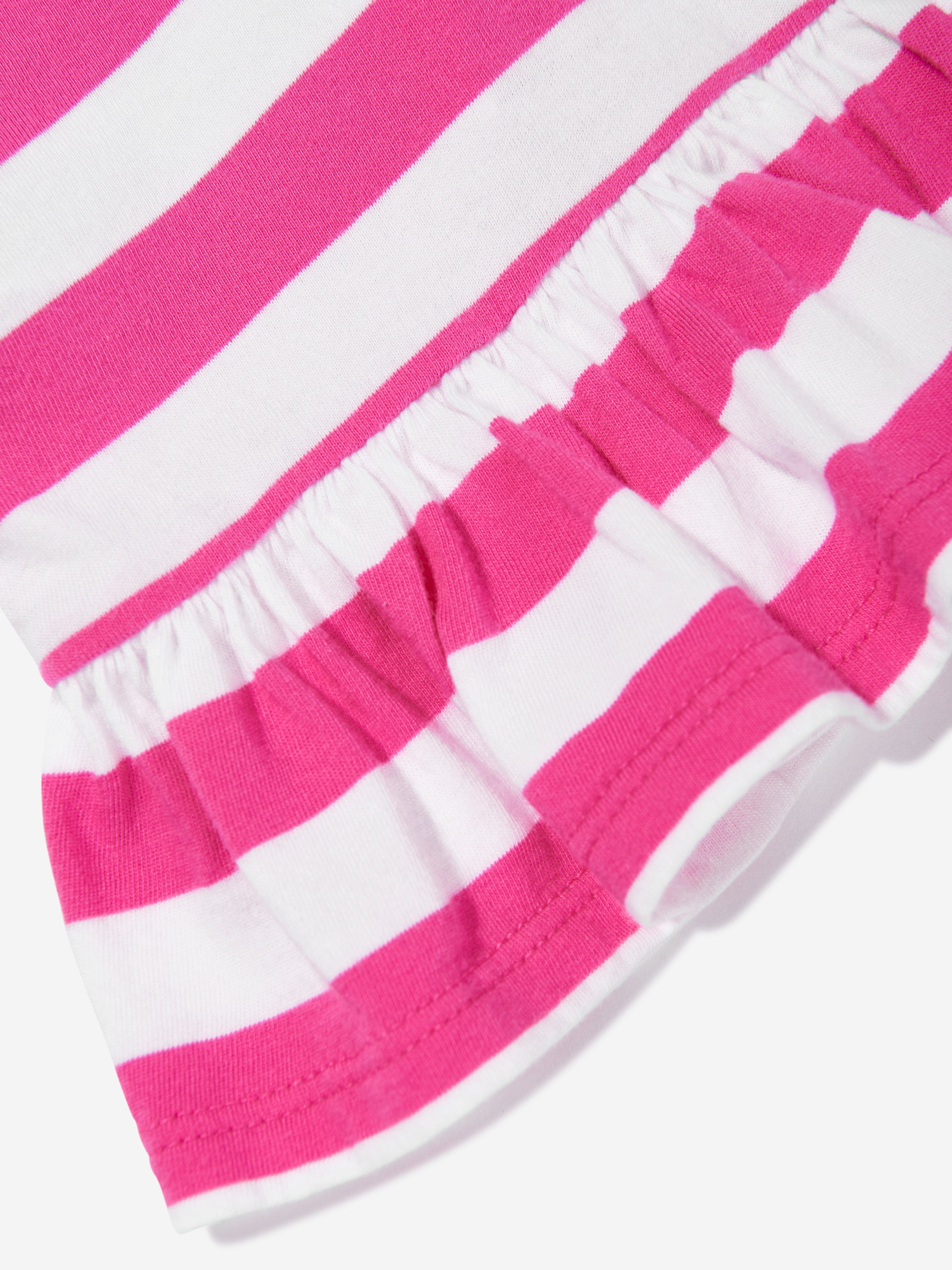 Baby Girls Striped Polo Bear T-Shirt in Pink