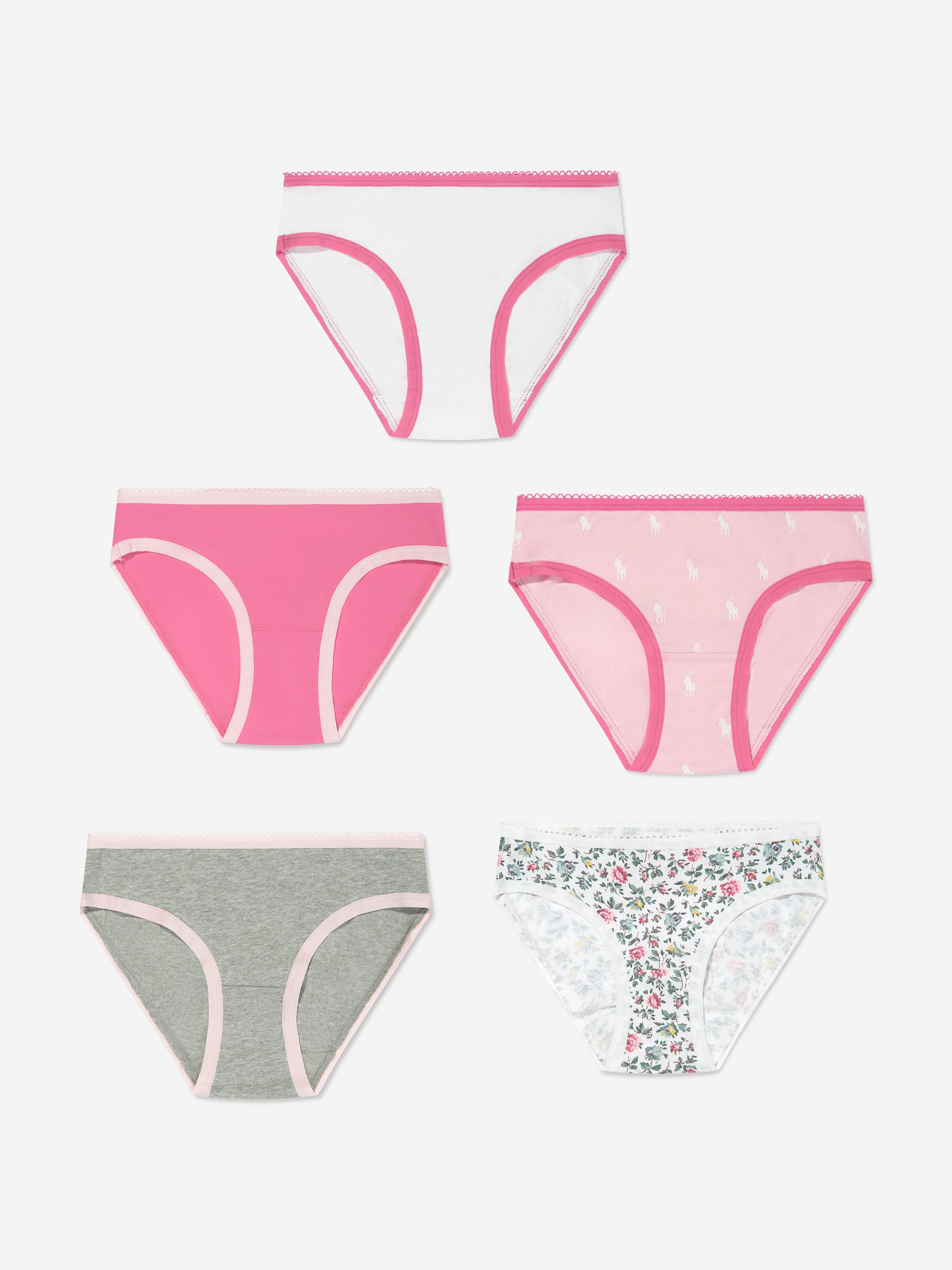 Girls 5 Pack Knickers Set in Pink