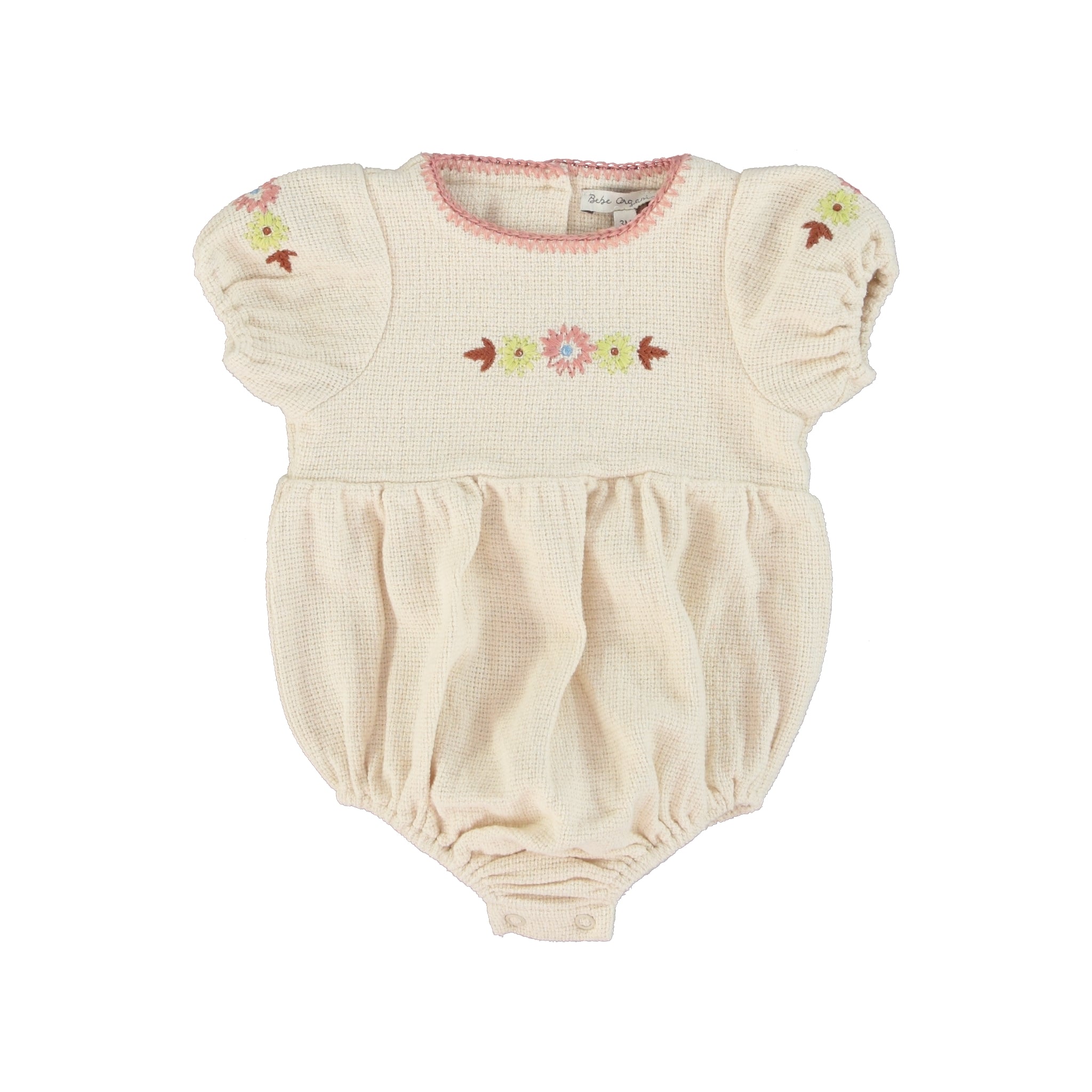 Baby Girls Beige Cotton Babysuit