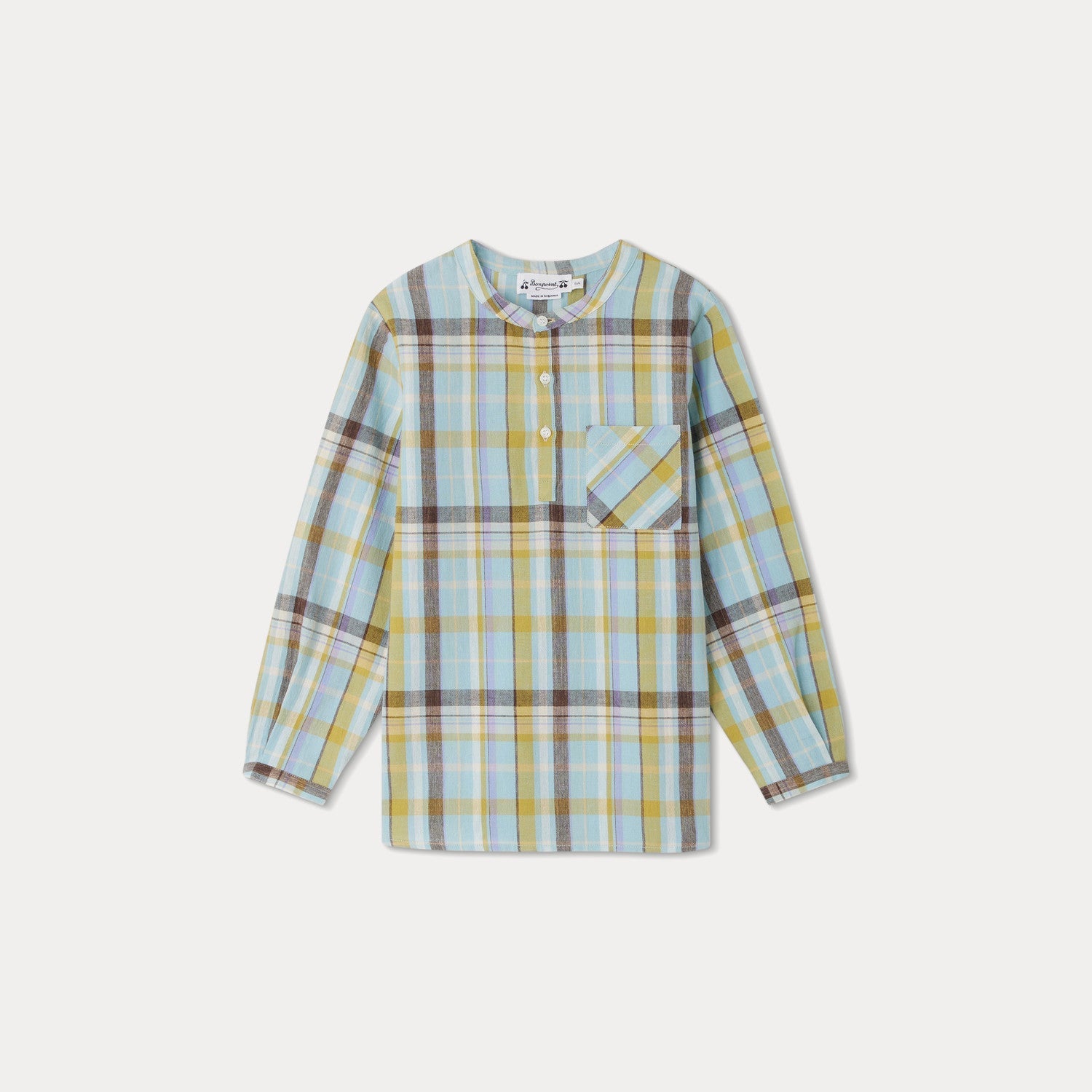 Boys Light Blue Check Cotton Shirt