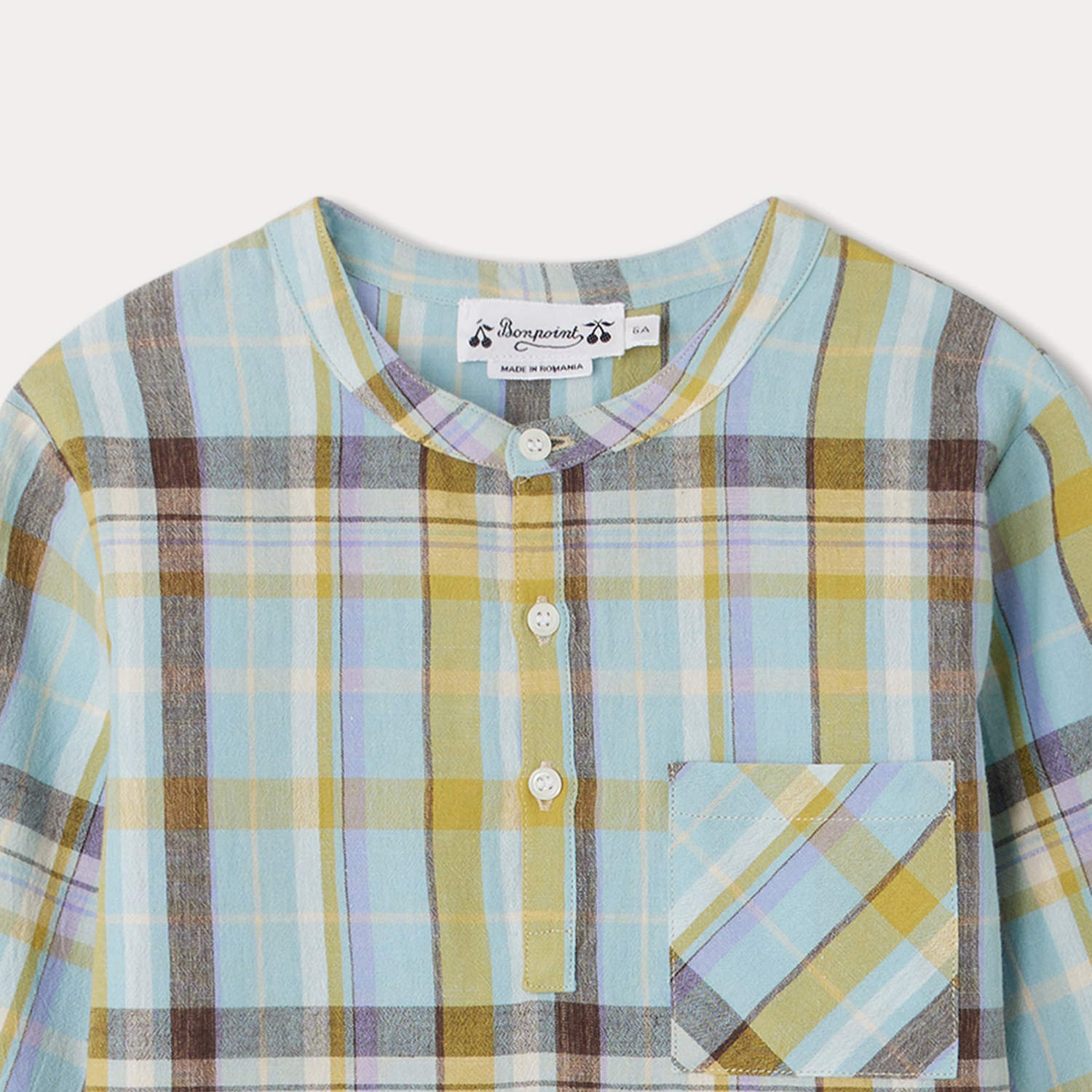 Boys Light Blue Check Cotton Shirt